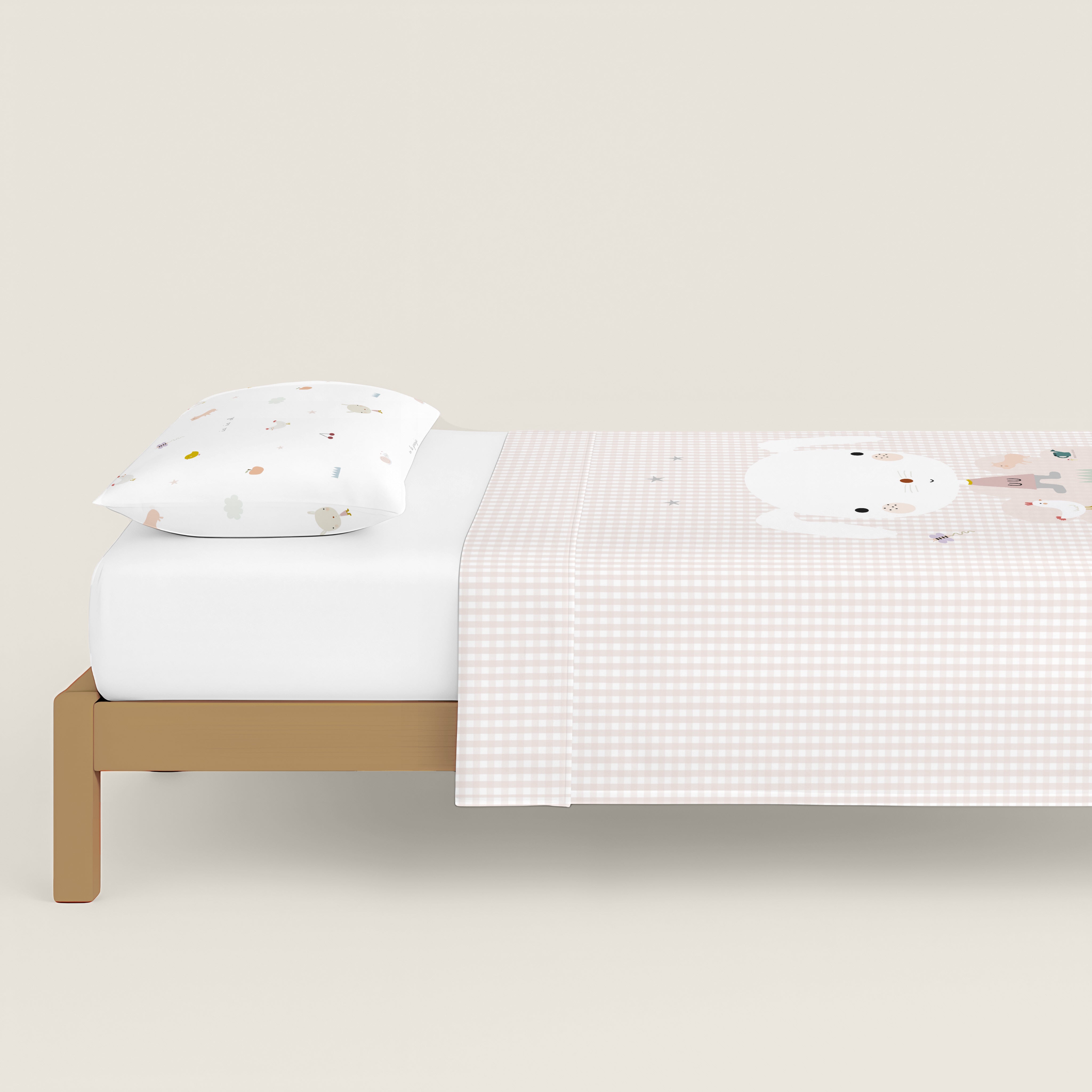 JUEGO SÁBANAS ESTAMPADAS INFANTIL GRANJA 100% ALGODÓN