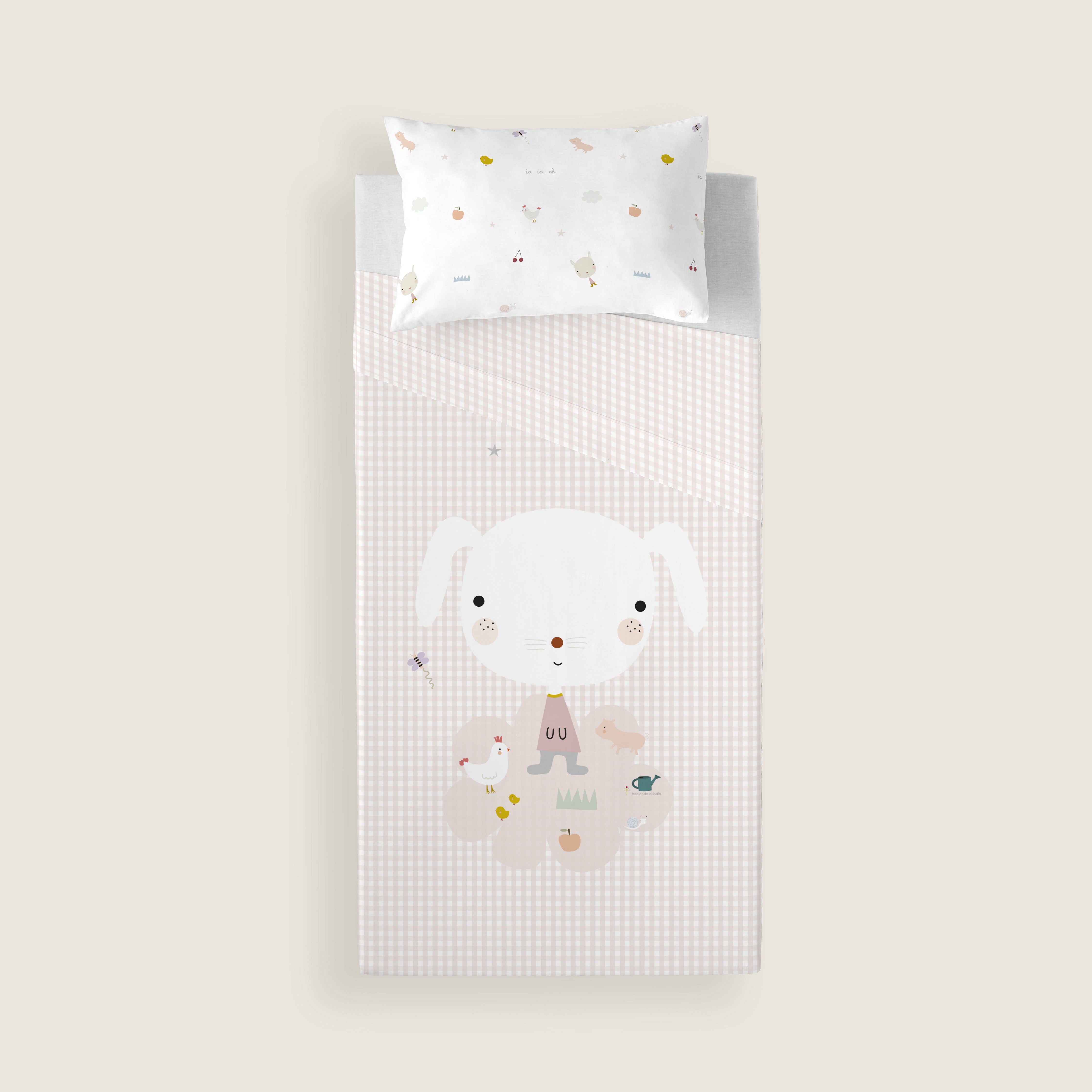 JUEGO SÁBANAS ESTAMPADAS INFANTIL GRANJA 100% ALGODÓN