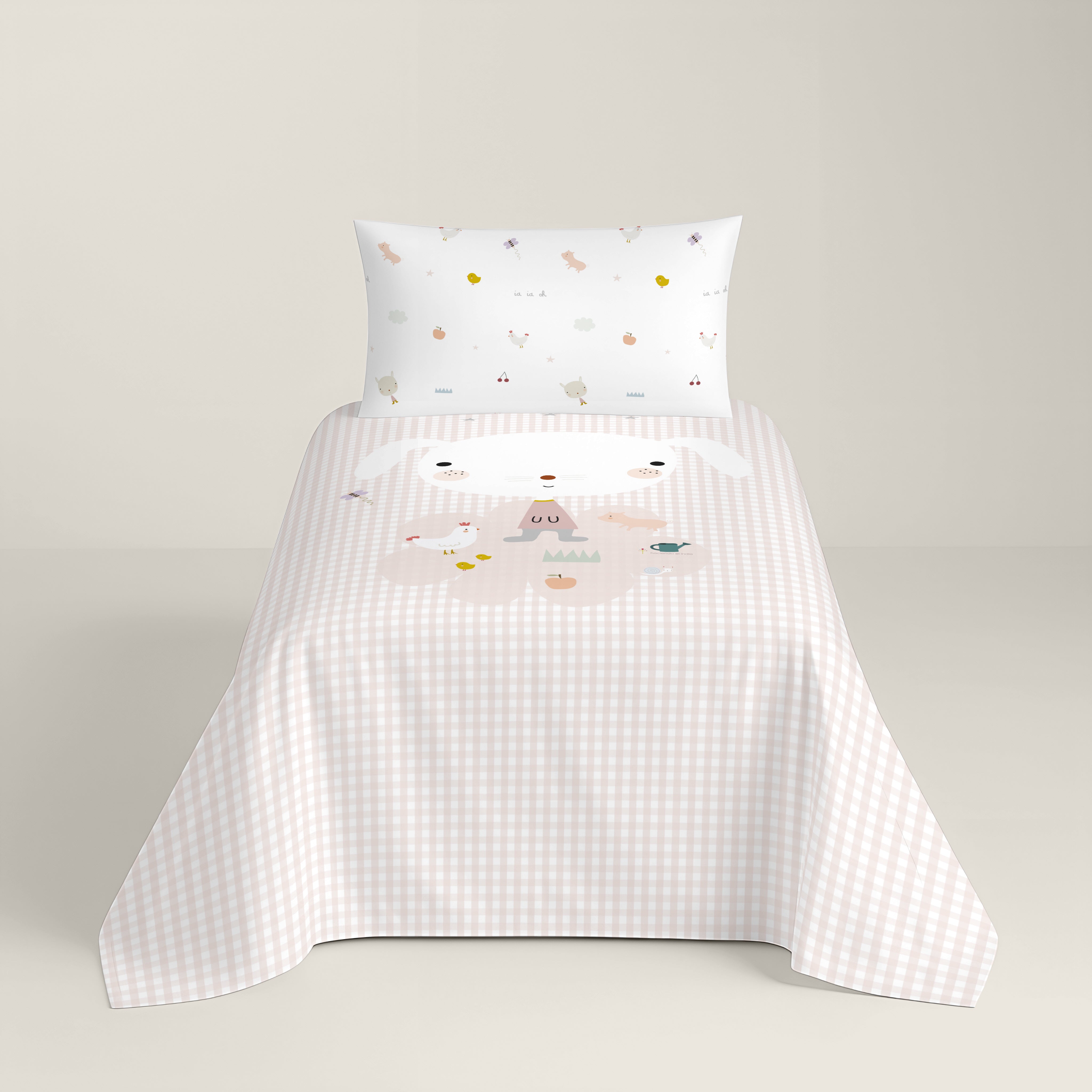 JUEGO SÁBANAS ESTAMPADAS INFANTIL GRANJA 100% ALGODÓN