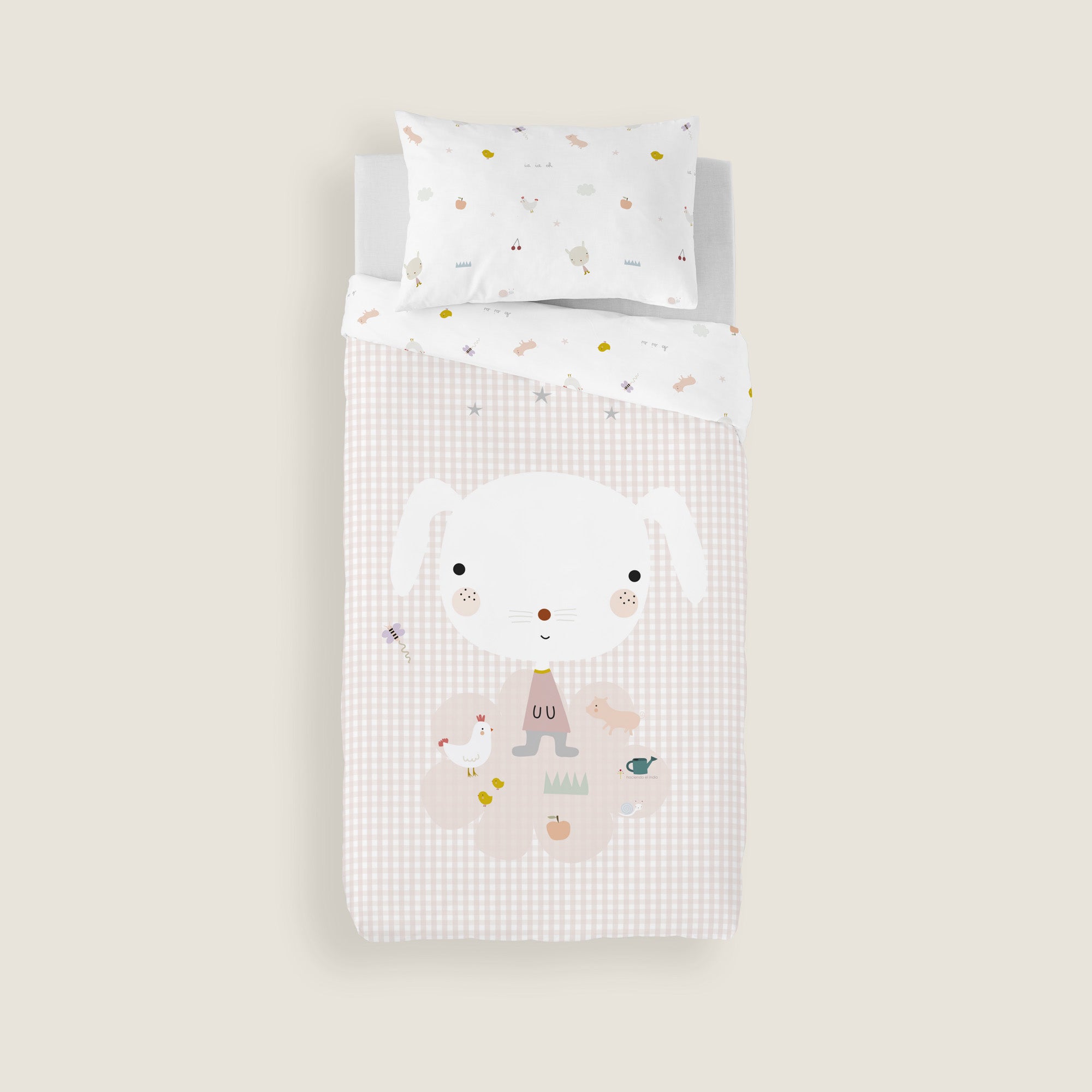 COPRIPIUMINO REVERSIBILE STAMPATO PER BAMBINI FATTORIA 100% COTONE