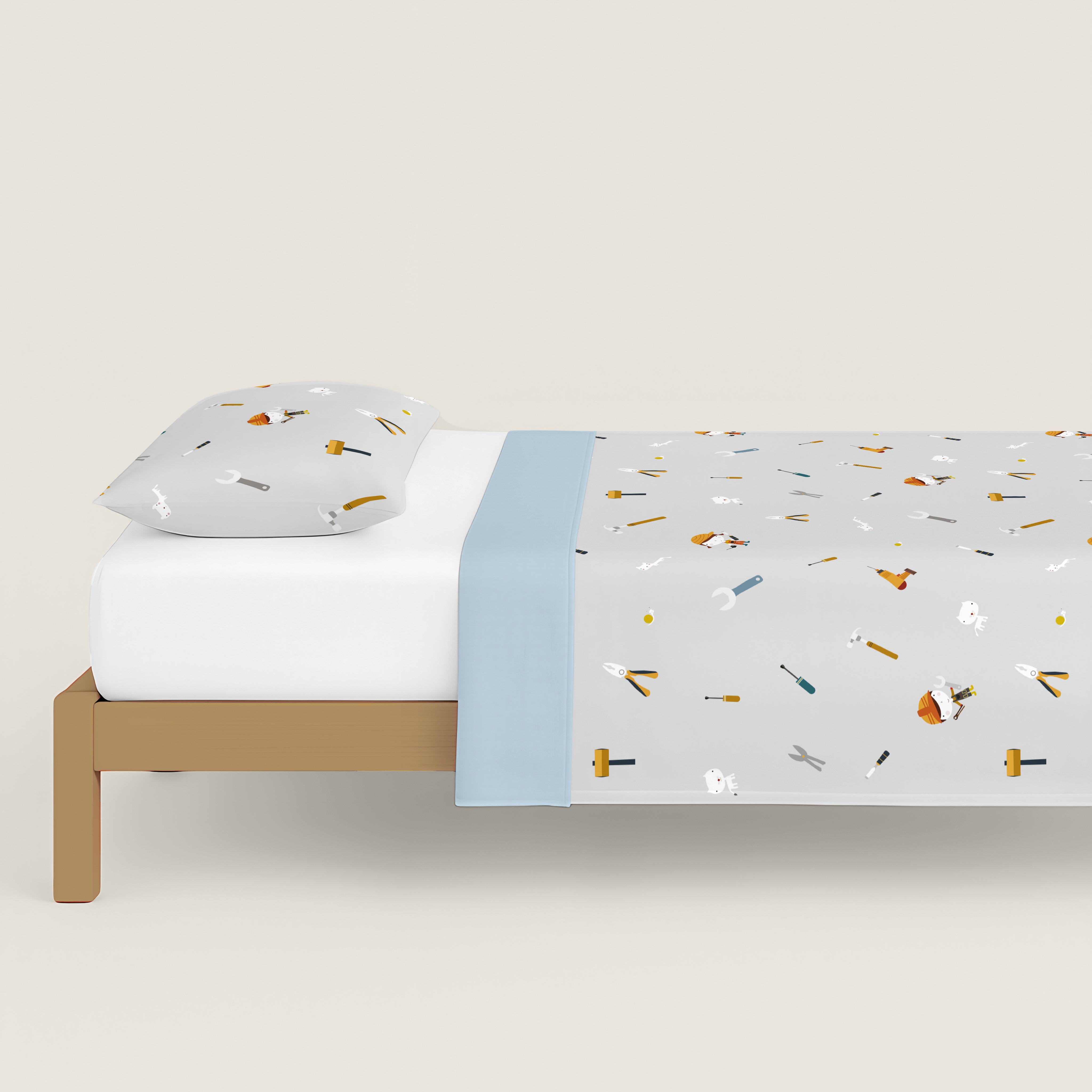 COPRIPIUMINO REVERSIBILE STAMPATO PER BAMBINI UTENSILI 100% COTONE