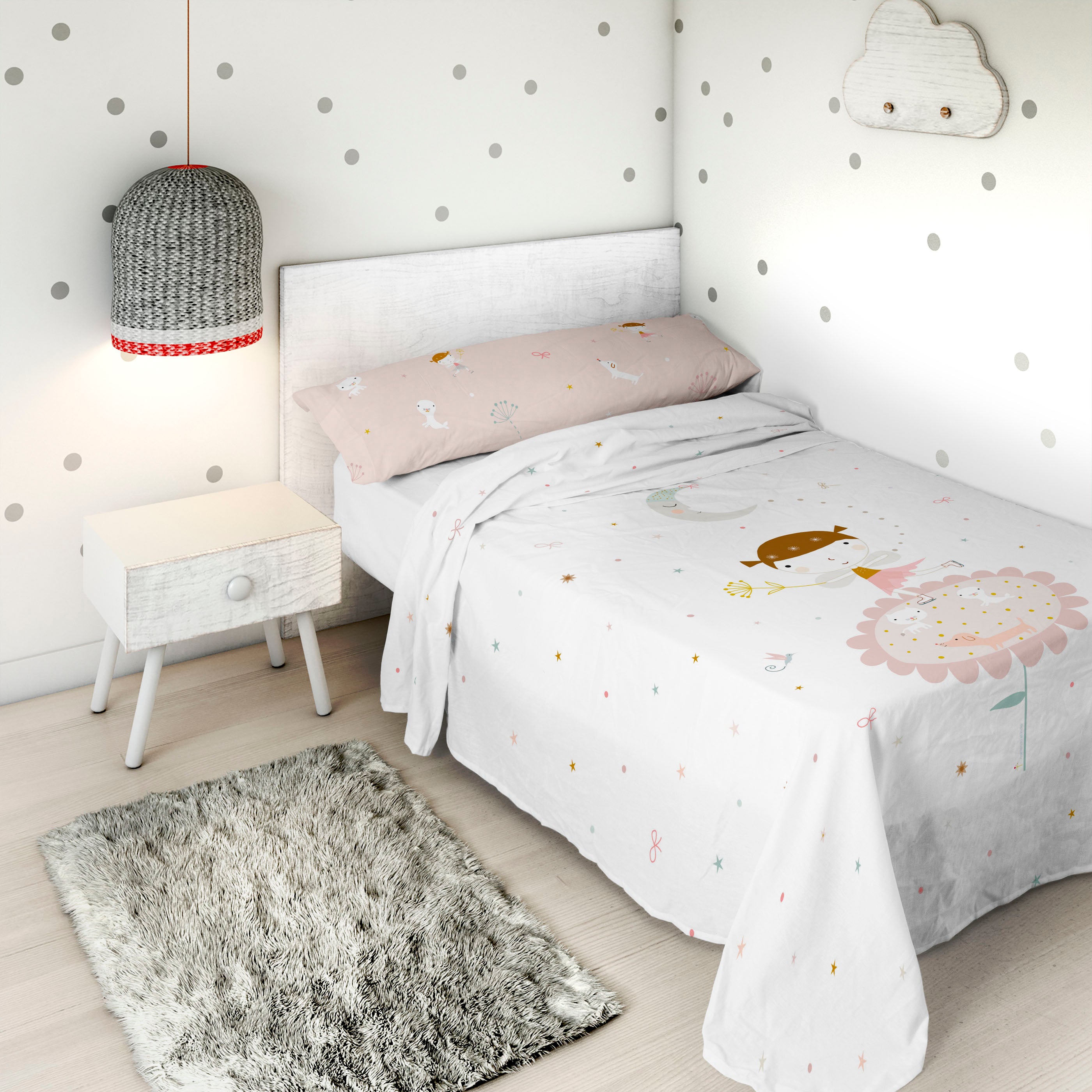 COMPLETO LENZUOLA STAMPATE BAMBINA PATTINATRICE 100% COTONE