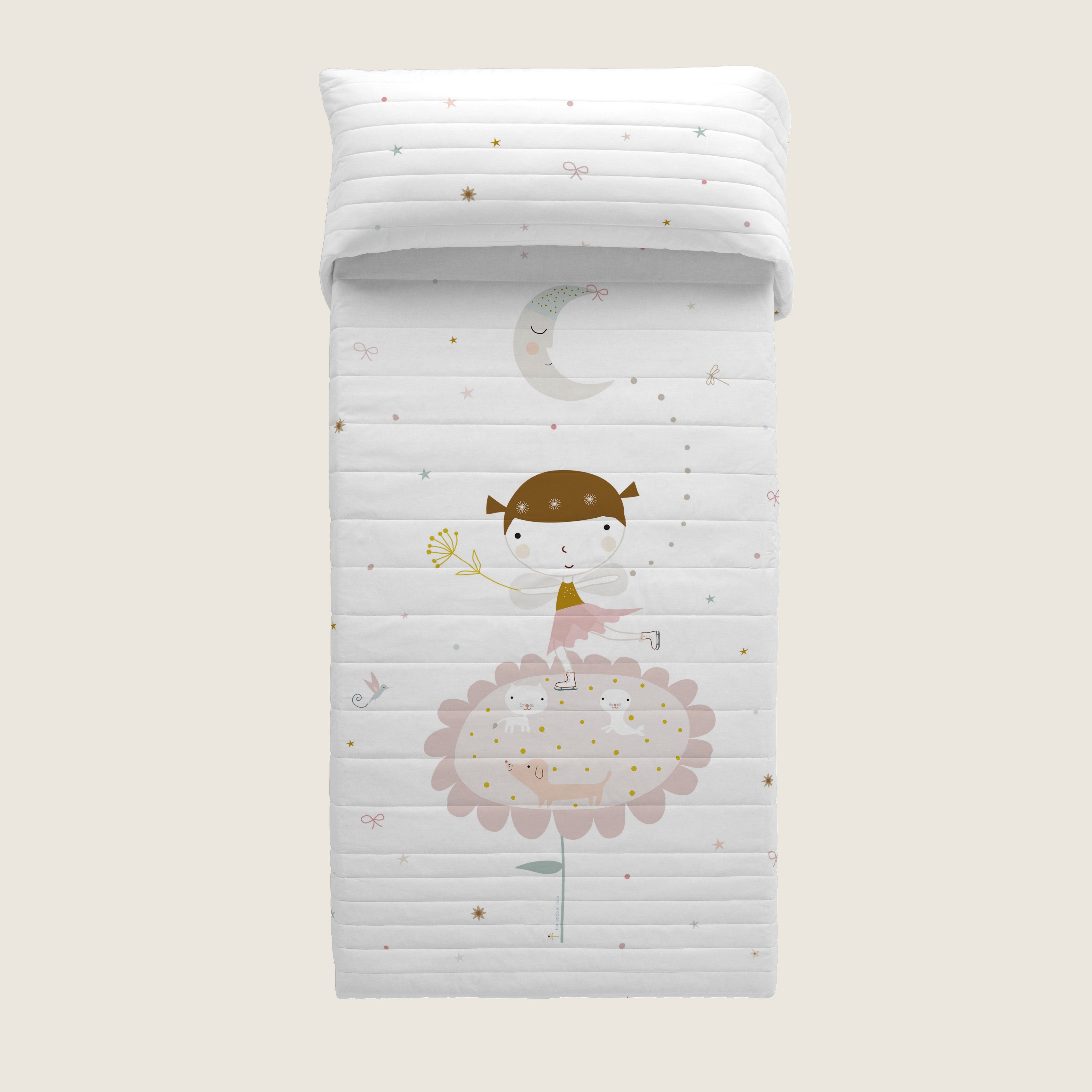 COPRILETTO BOUTI REVERSIBILE STAMPATO PER BAMBINI PATTINATRICE 100% COTONE
