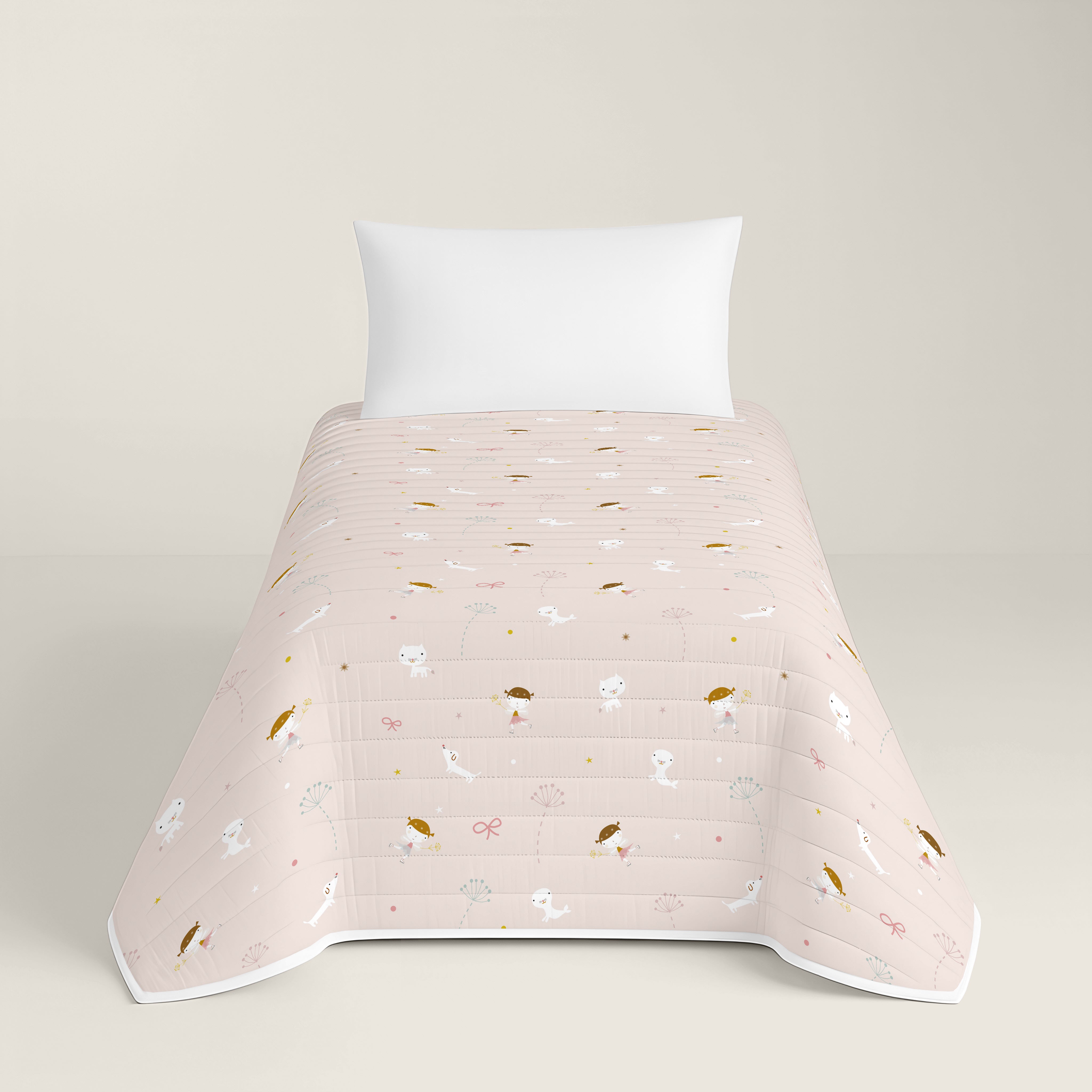COPRILETTO BOUTI REVERSIBILE STAMPATO PER BAMBINI PATTINATRICE 100% COTONE