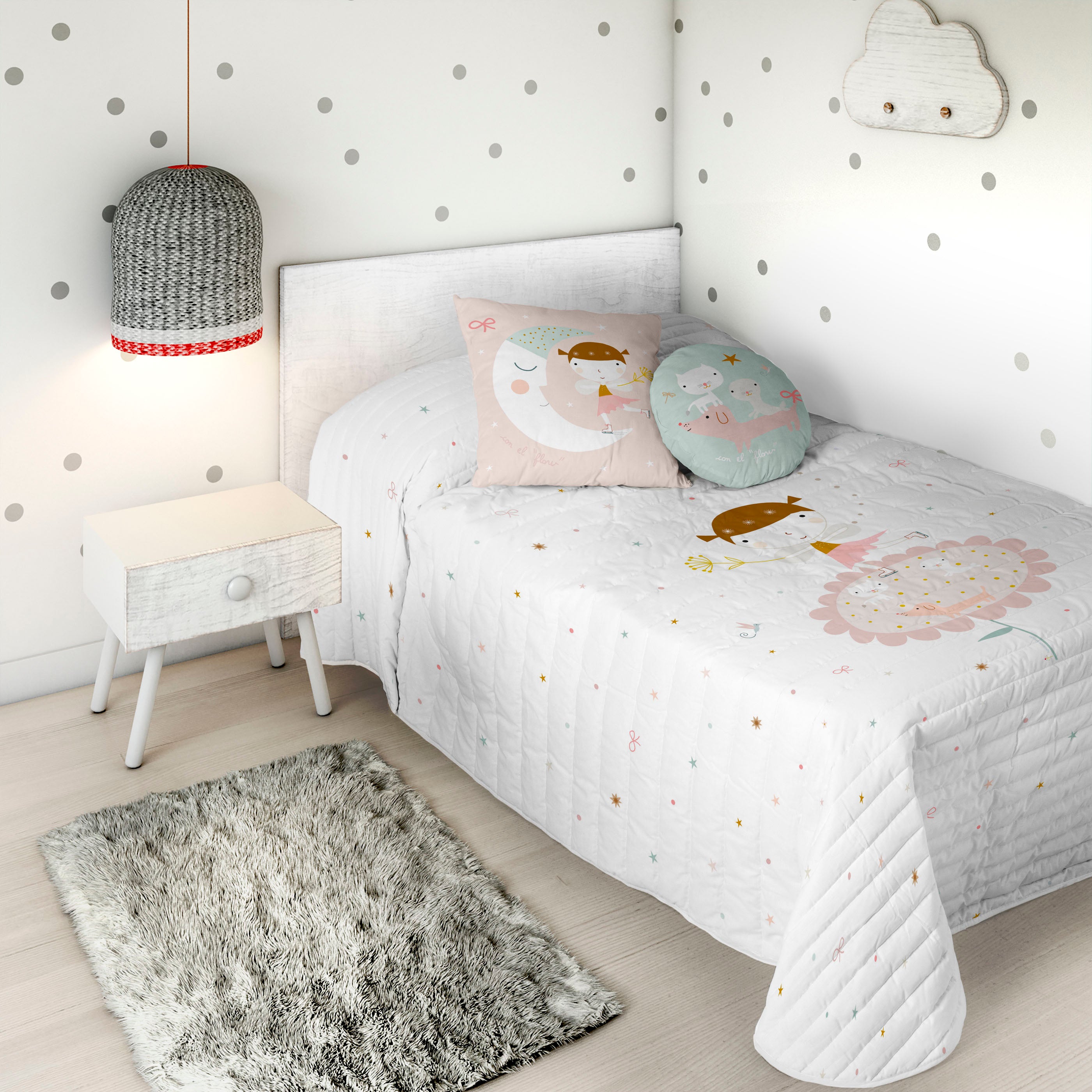 COPRILETTO BOUTI REVERSIBILE STAMPATO PER BAMBINI PATTINATRICE 100% COTONE