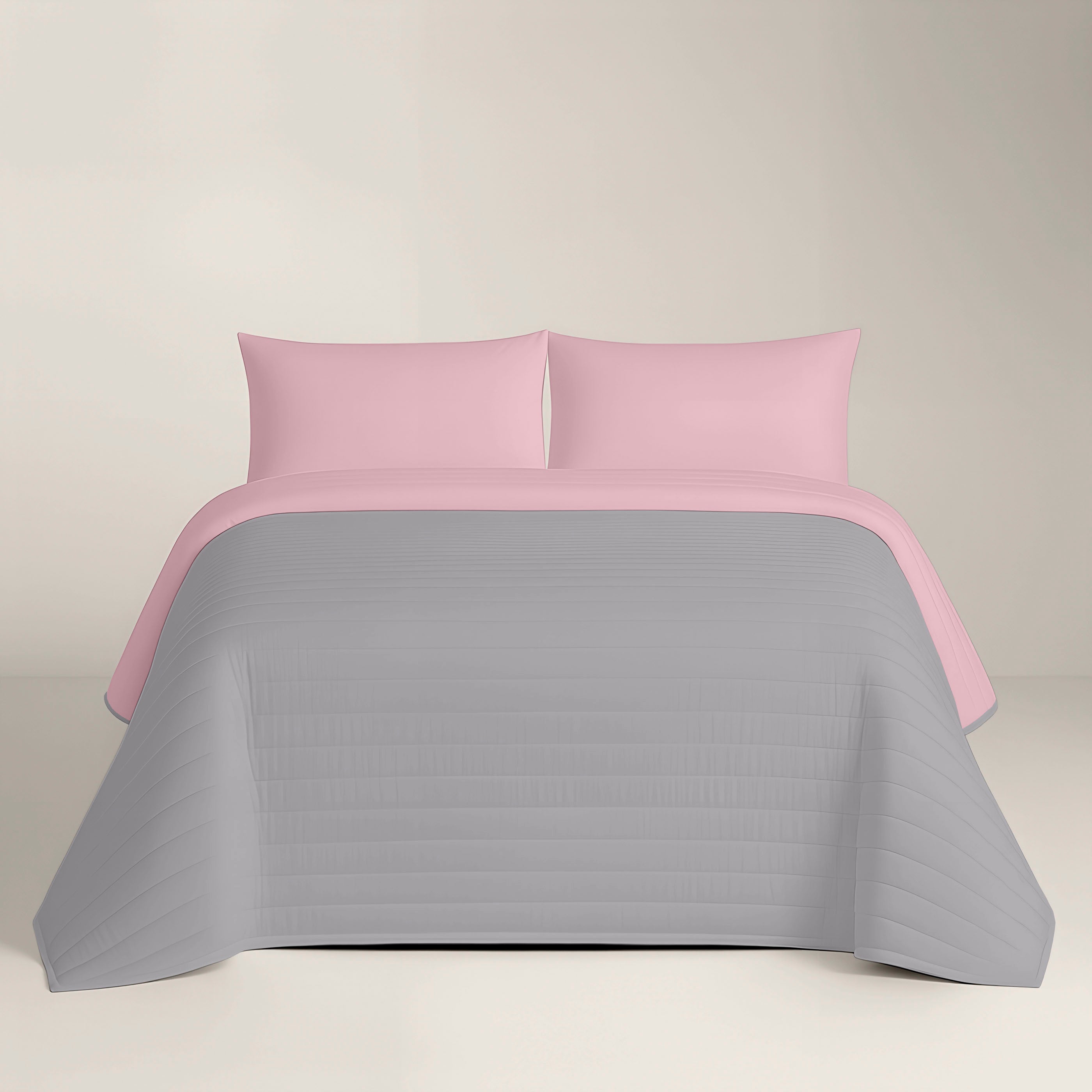 COLCHA BOUTI BICOLOR ROSA VIEJO/GRIS L.807