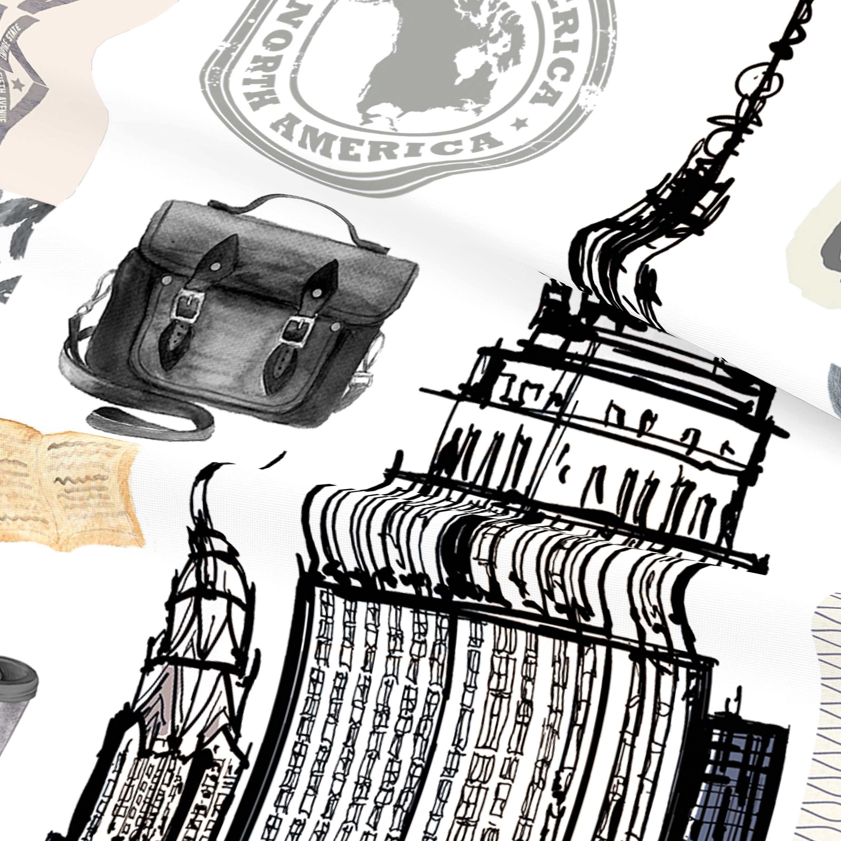 JUEGO SÁBANAS ESTAMPADAS NY TRAVEL 100% ALGODÓN