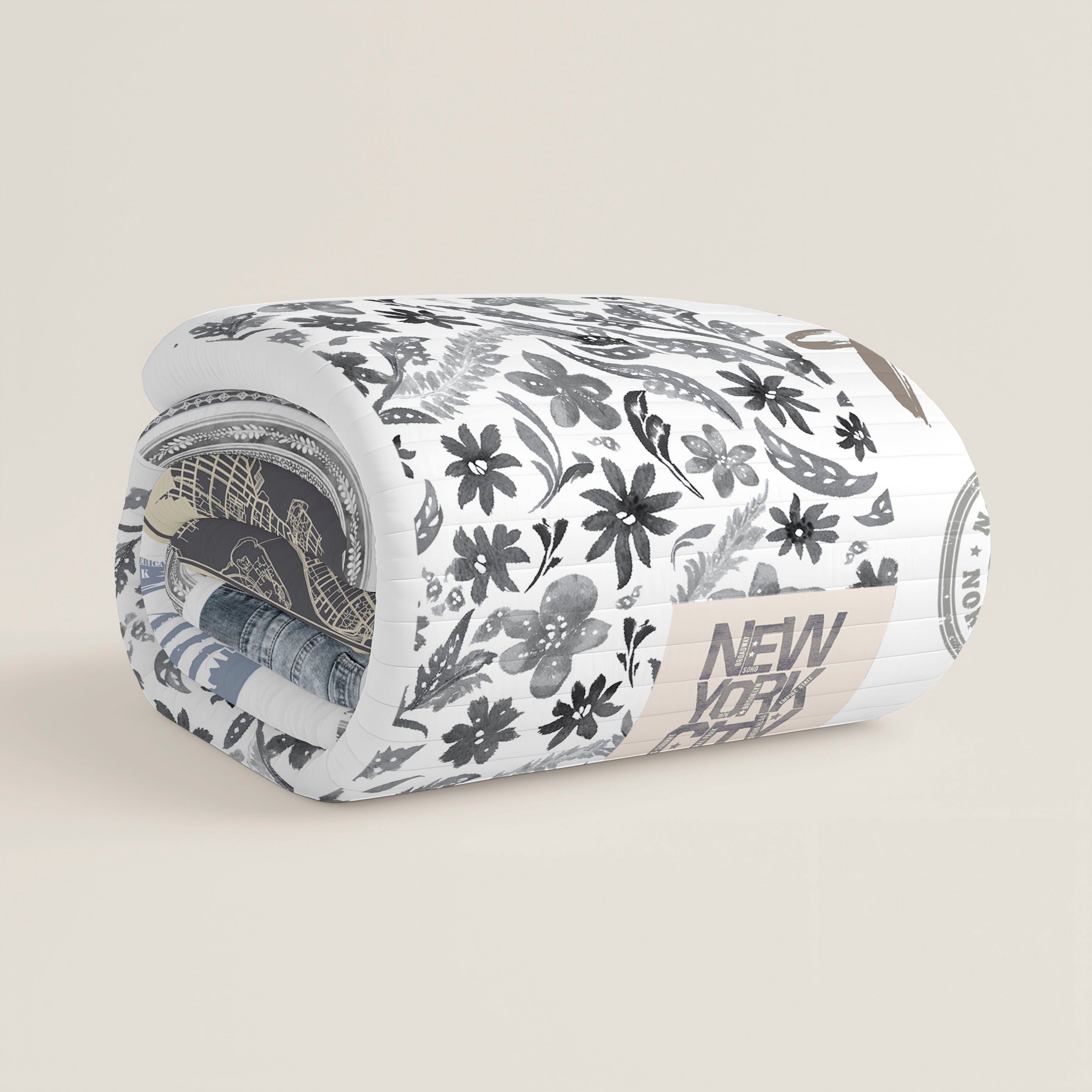 COLCHA BOUTI ESTAMPADA NY TRAVEL