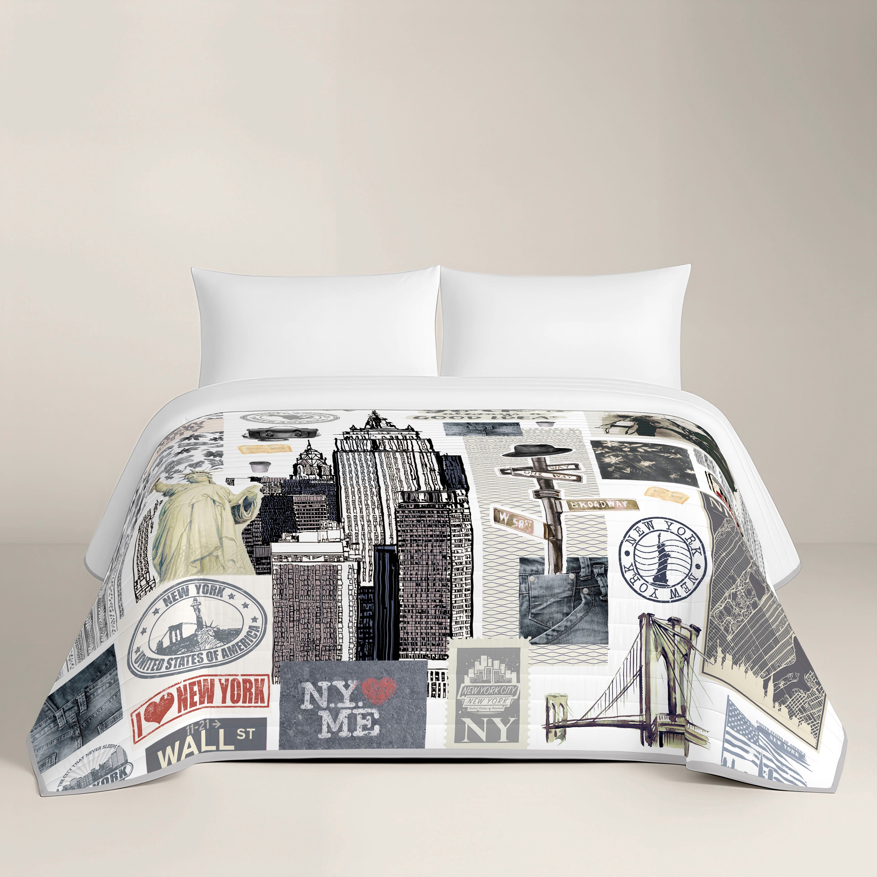 COLCHA BOUTI ESTAMPADA NY TRAVEL