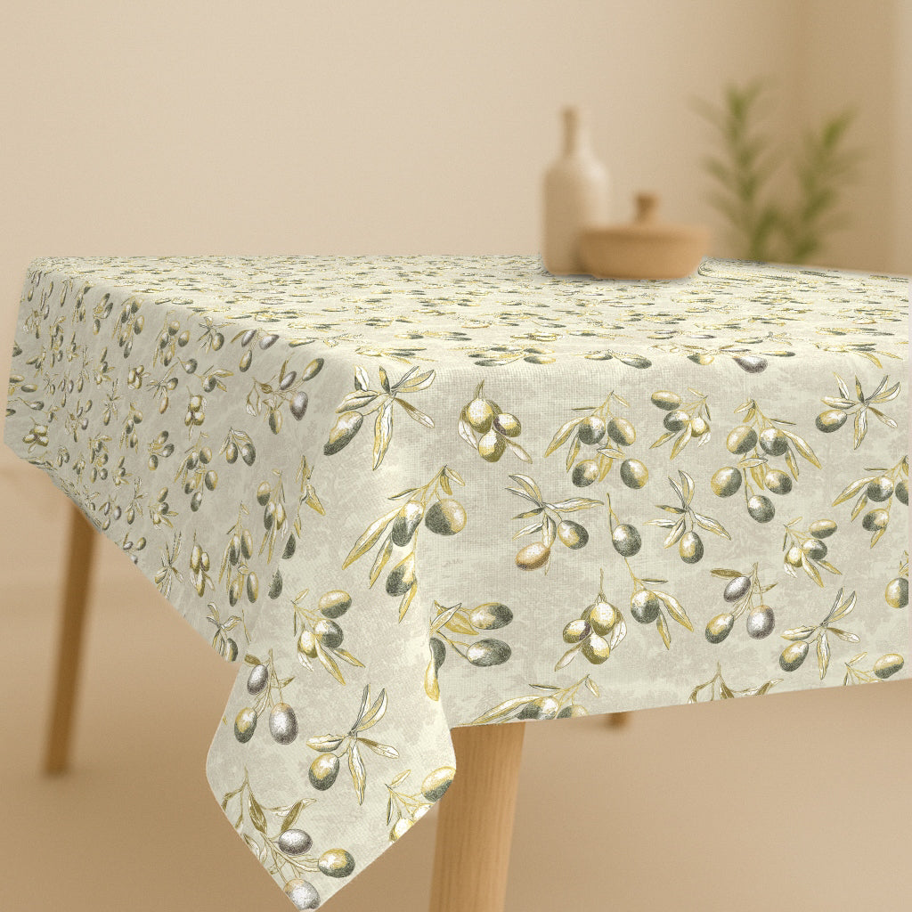 MANTEL ESTAMPADO ANTIMANCHAS AYNI BEIGE