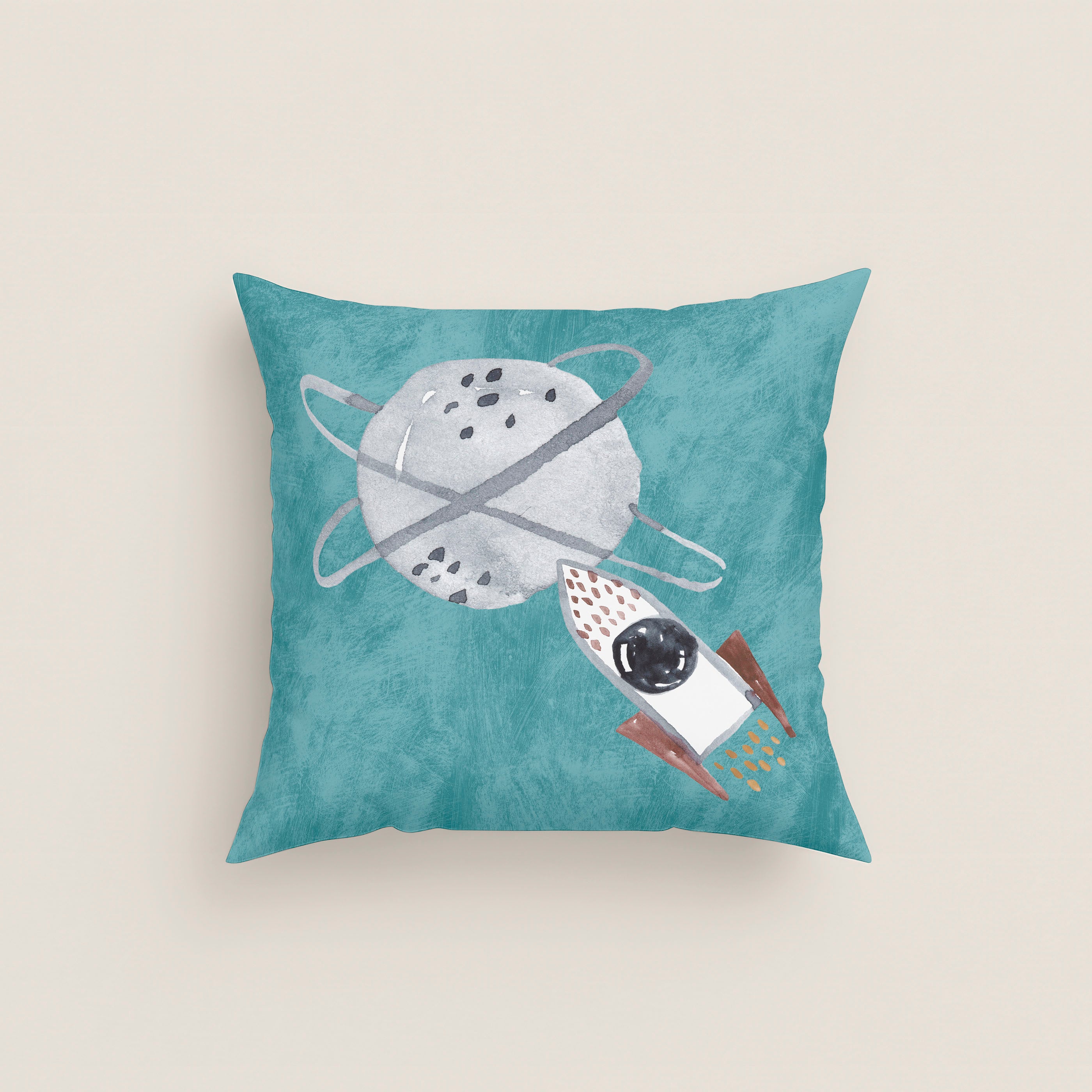 FUNDA DE COJÍN INFANTIL ROCKET 100% ALGODÓN