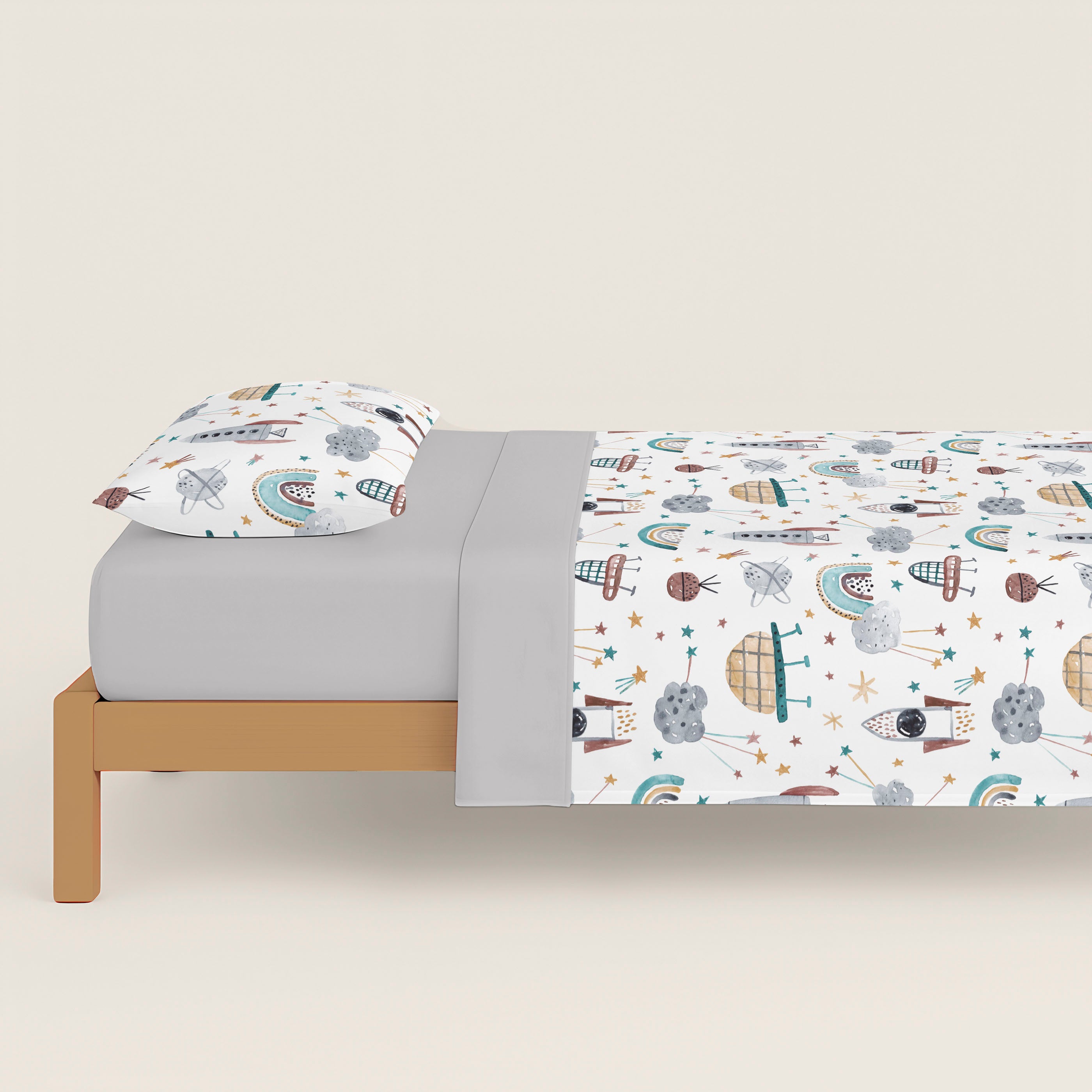 FUNDA NÓRDICA ESTAMPADA INFANTIL ROCKET 100% ALGODÓN
