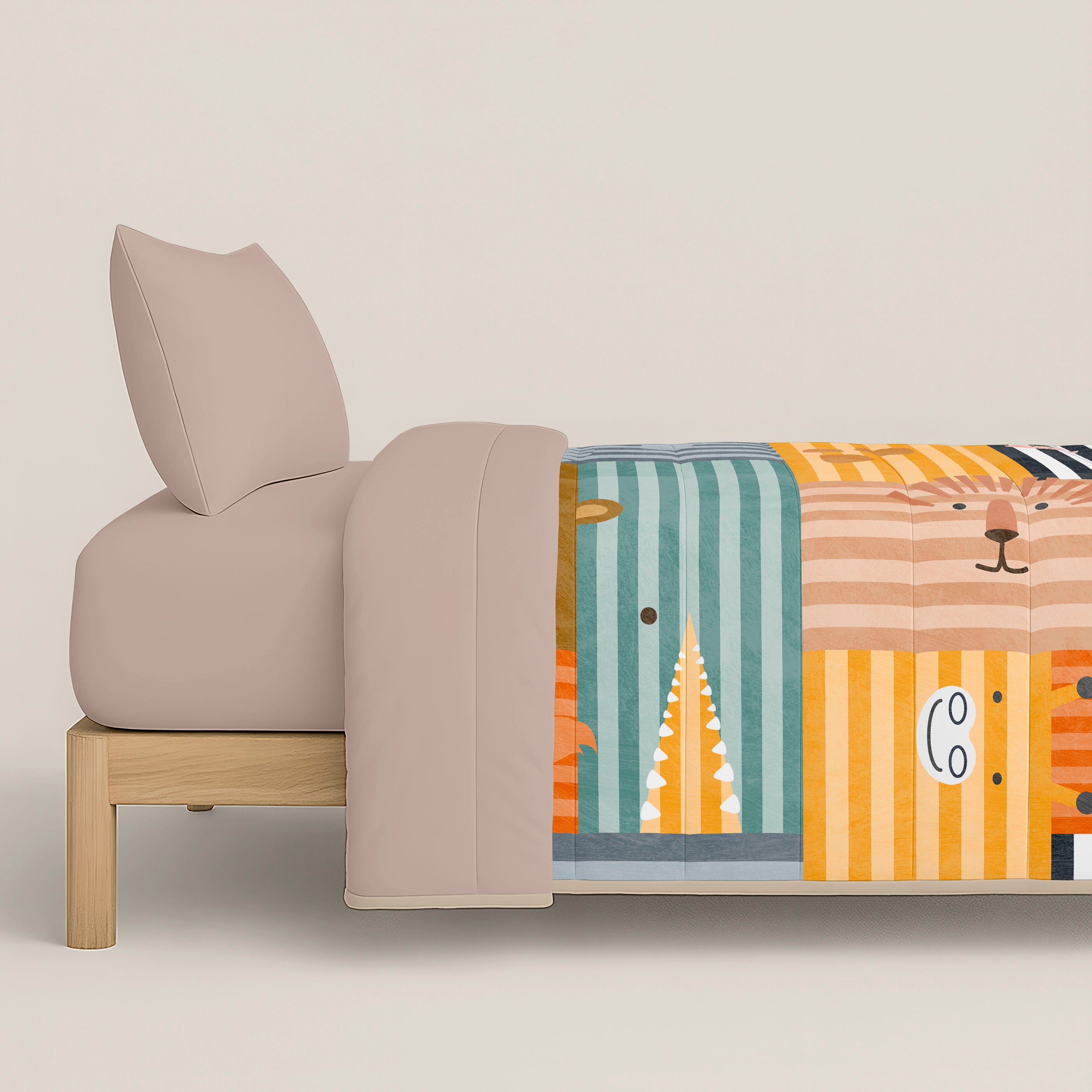 EDREDÓN NÓRDICO ESTAMPADO INFANTIL ANIMALS STRIPES