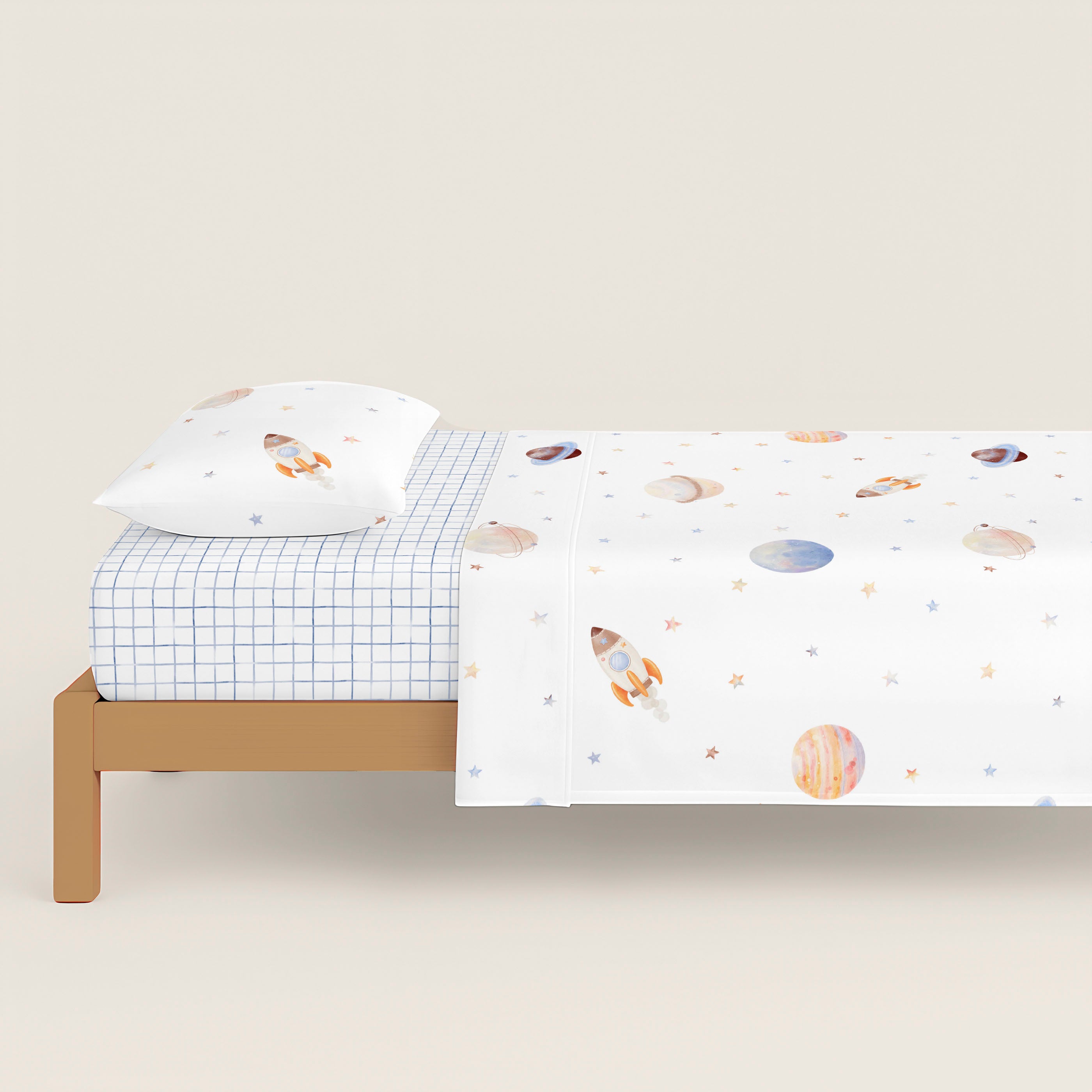 JUEGO SÁBANAS ESTAMPADAS INFANTIL ASTRO 100% ALGODÓN
