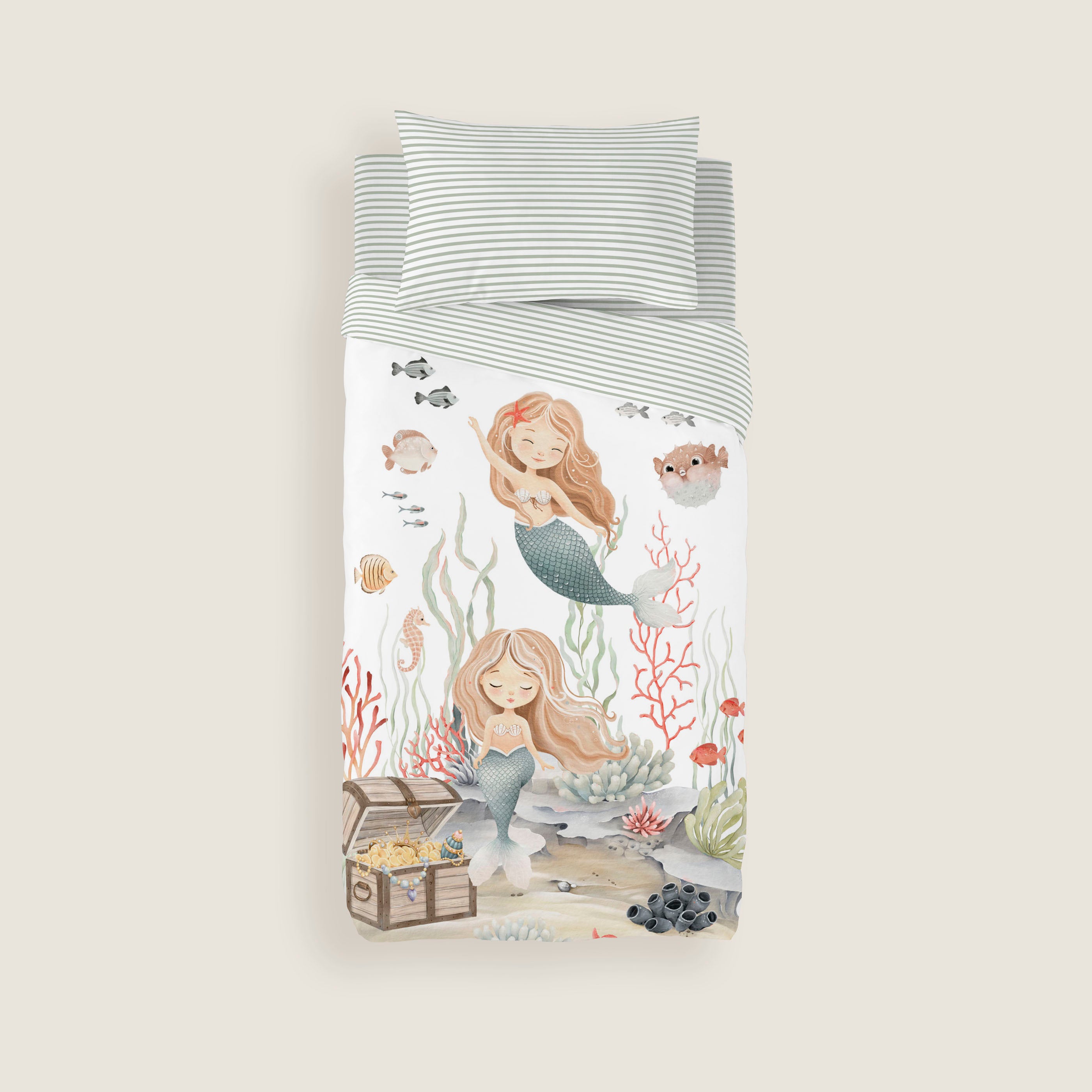COPRIPIUMINO REVERSIBILE STAMPATO PER BAMBINI ATHINA 100% COTONE