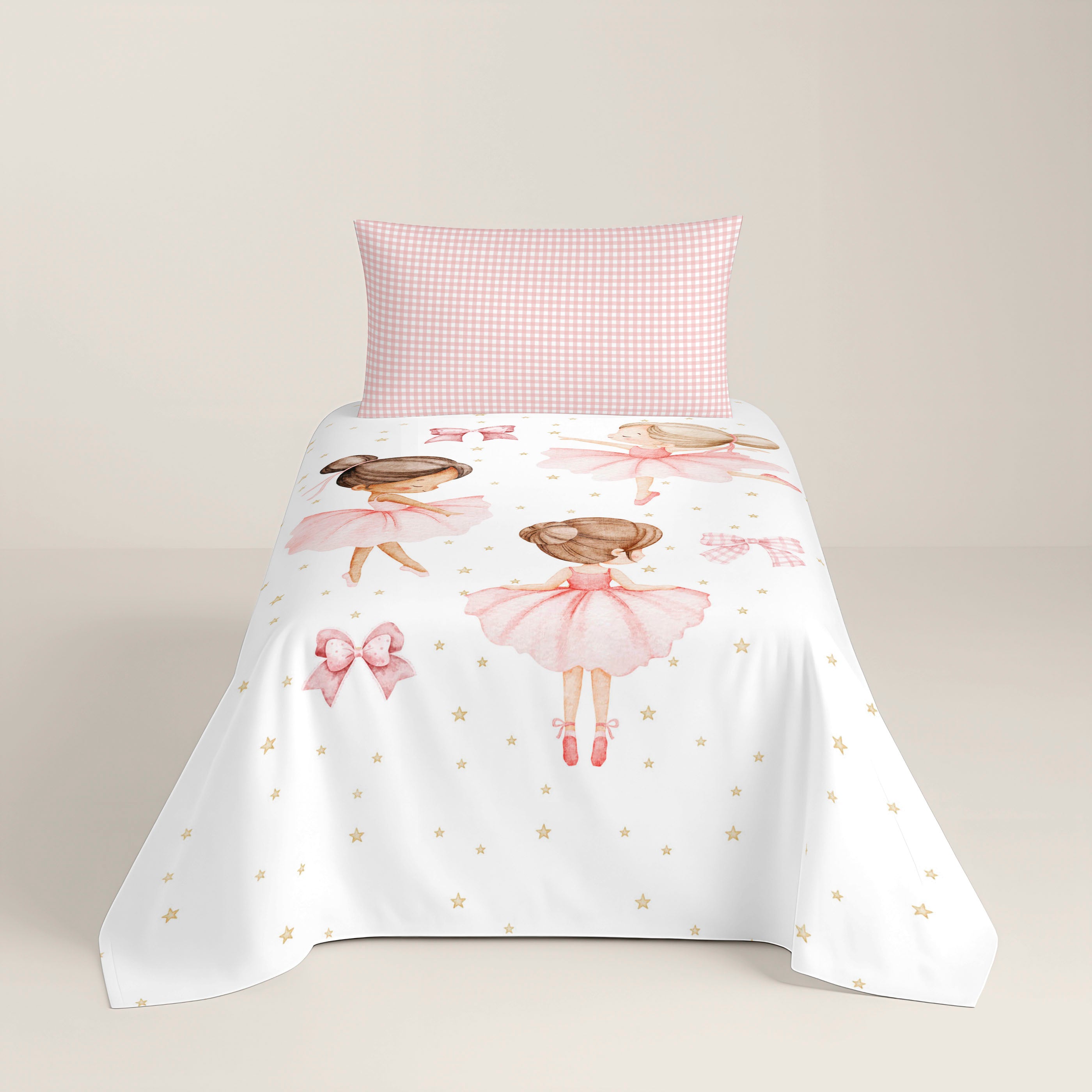 COMPLETO LENZUOLA STAMPATO BAMBINA BALLET 100% COTONE