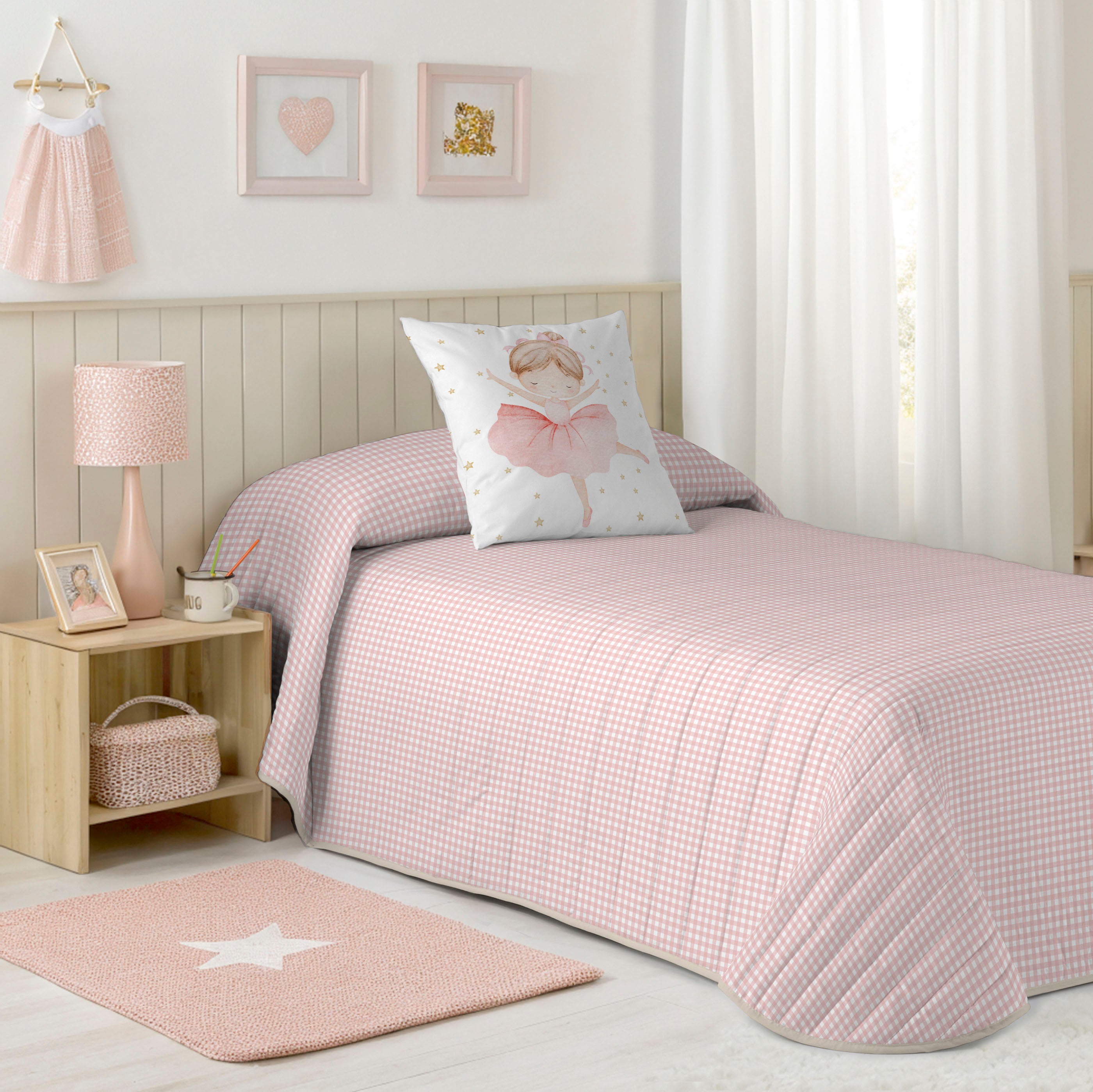 COLCHA BOUTI REVERSIBLE ESTAMPADA INFANTIL BALLET 100% ALGODÓN