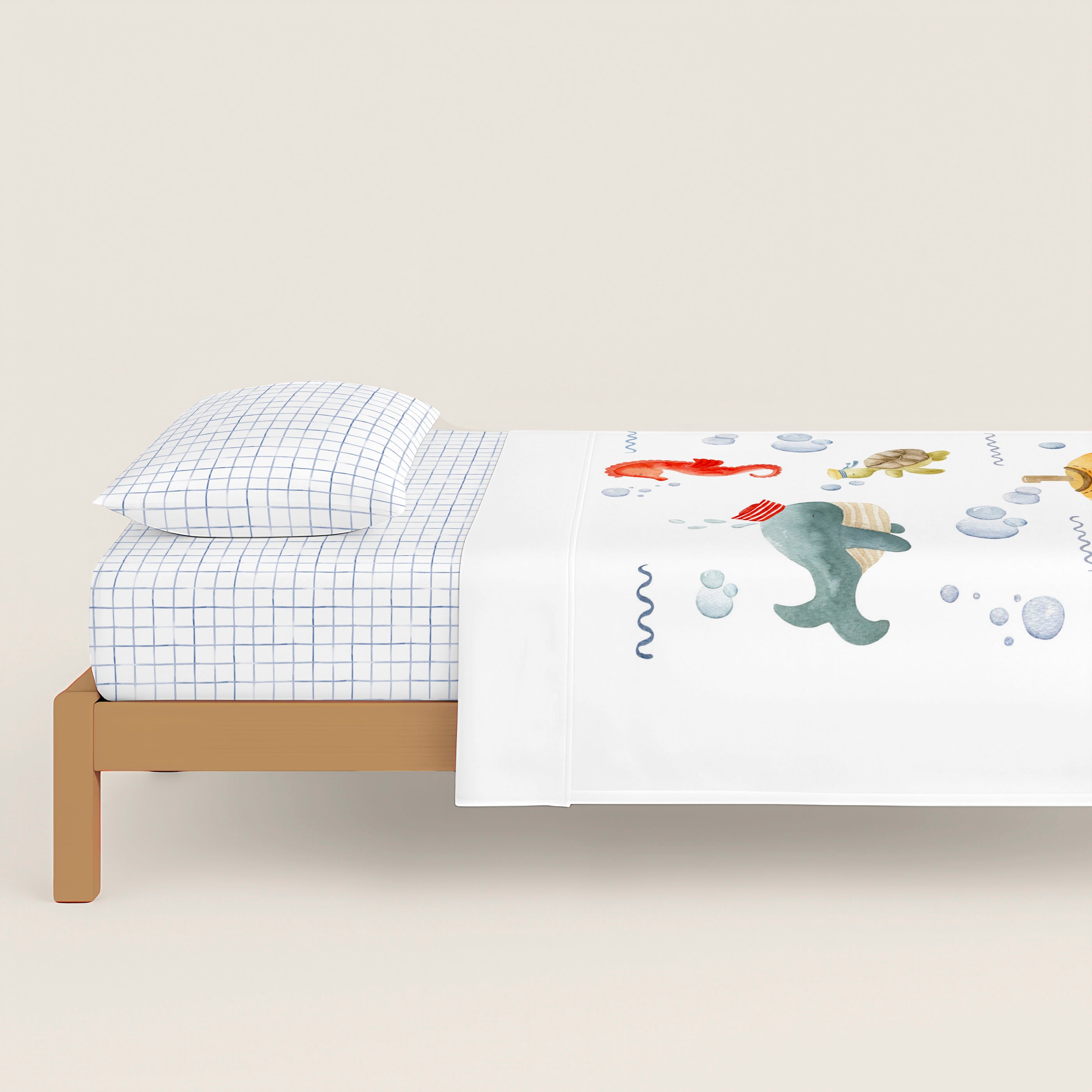JUEGO SÁBANAS ESTAMPADAS INFANTIL SUBMARINE 100% ALGODÓN