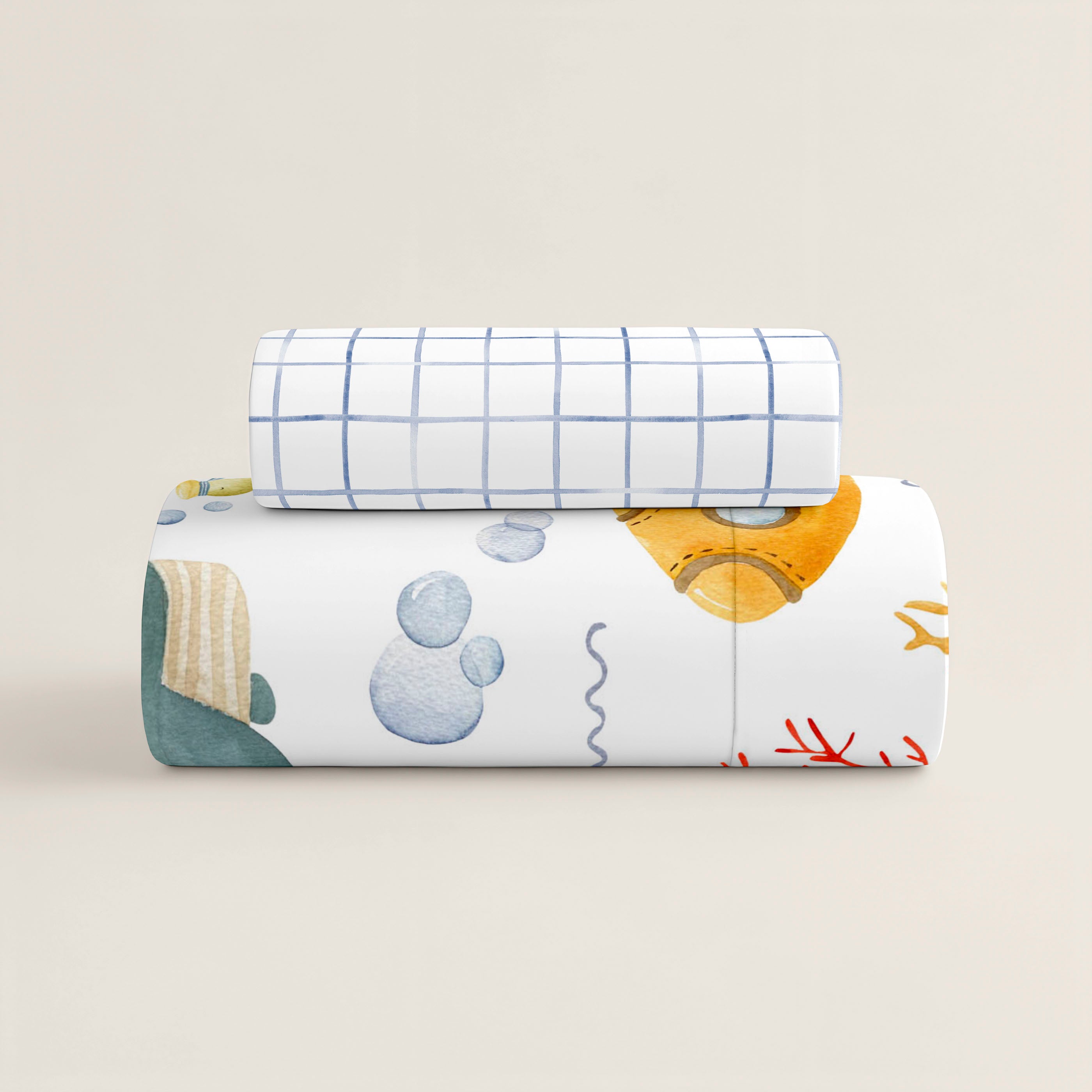 FUNDA NÓRDICA REVERSIBLE ESTAMPADA INFANTIL SUBMARINE 100% ALGODÓN
