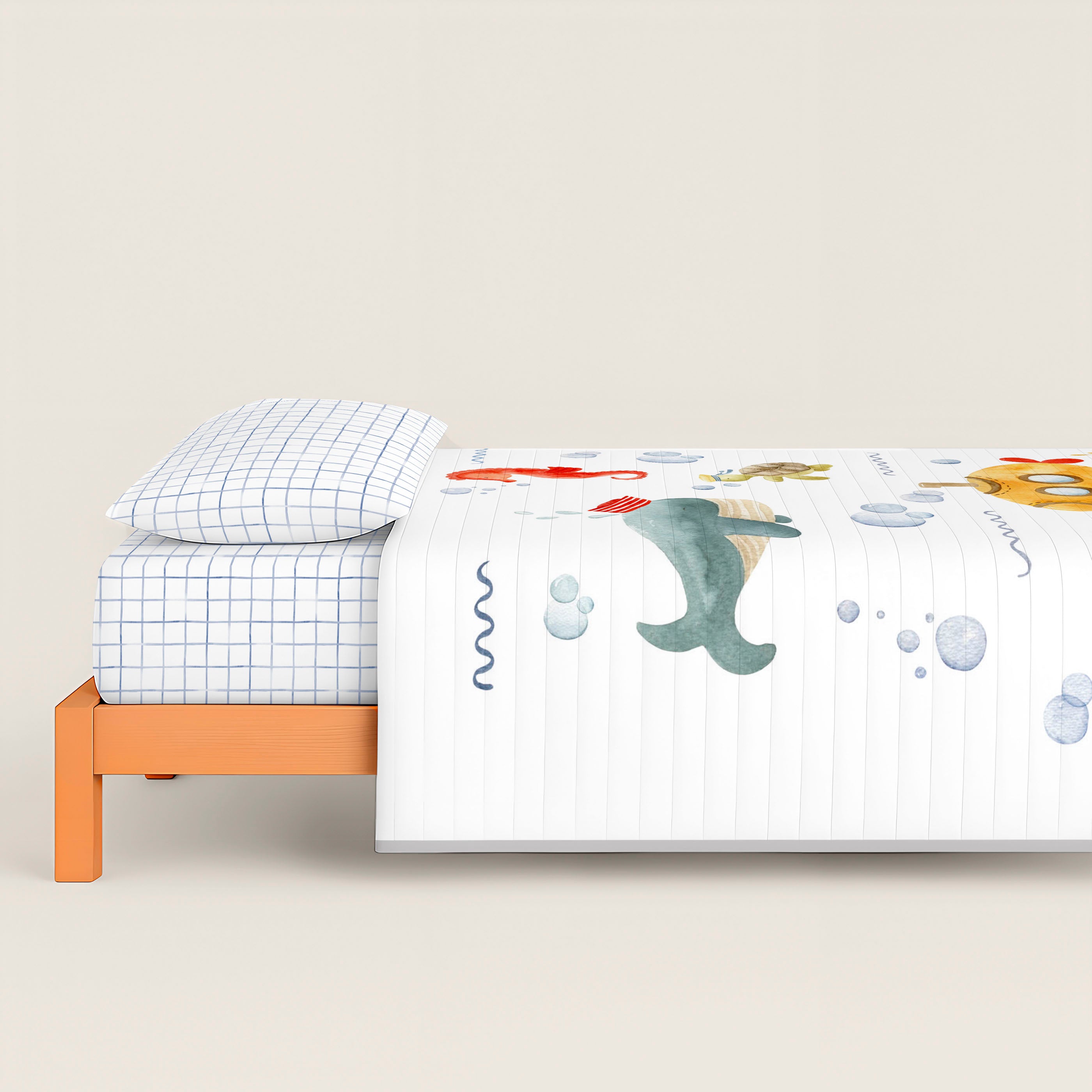 COLCHA BOUTI REVERSIBLE ESTAMPADA INFANTIL SUBMARINE 100% ALGODÓN