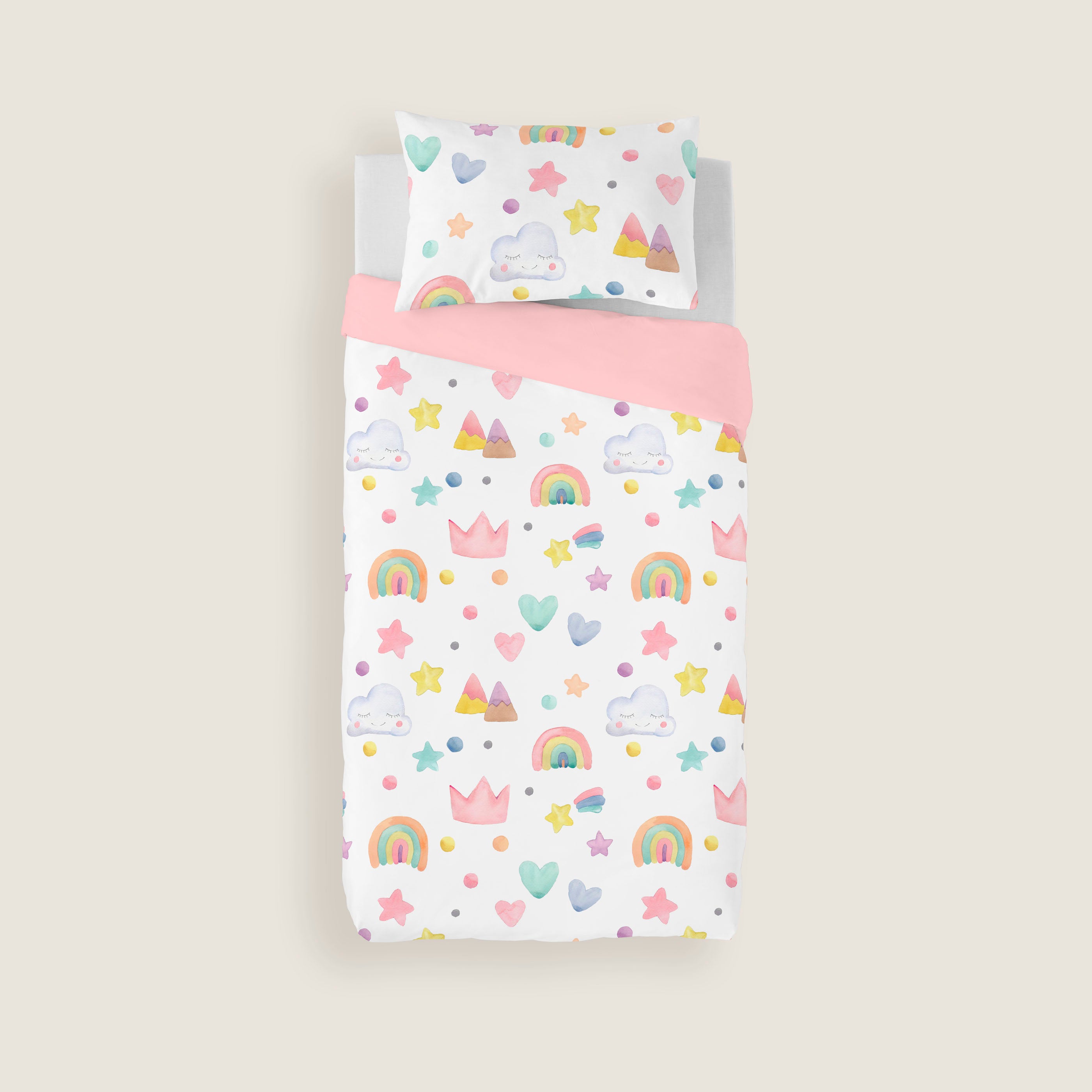 COPRIPIUMINO STAMPATO PER BAMBINI CONFETTI 100% COTONE