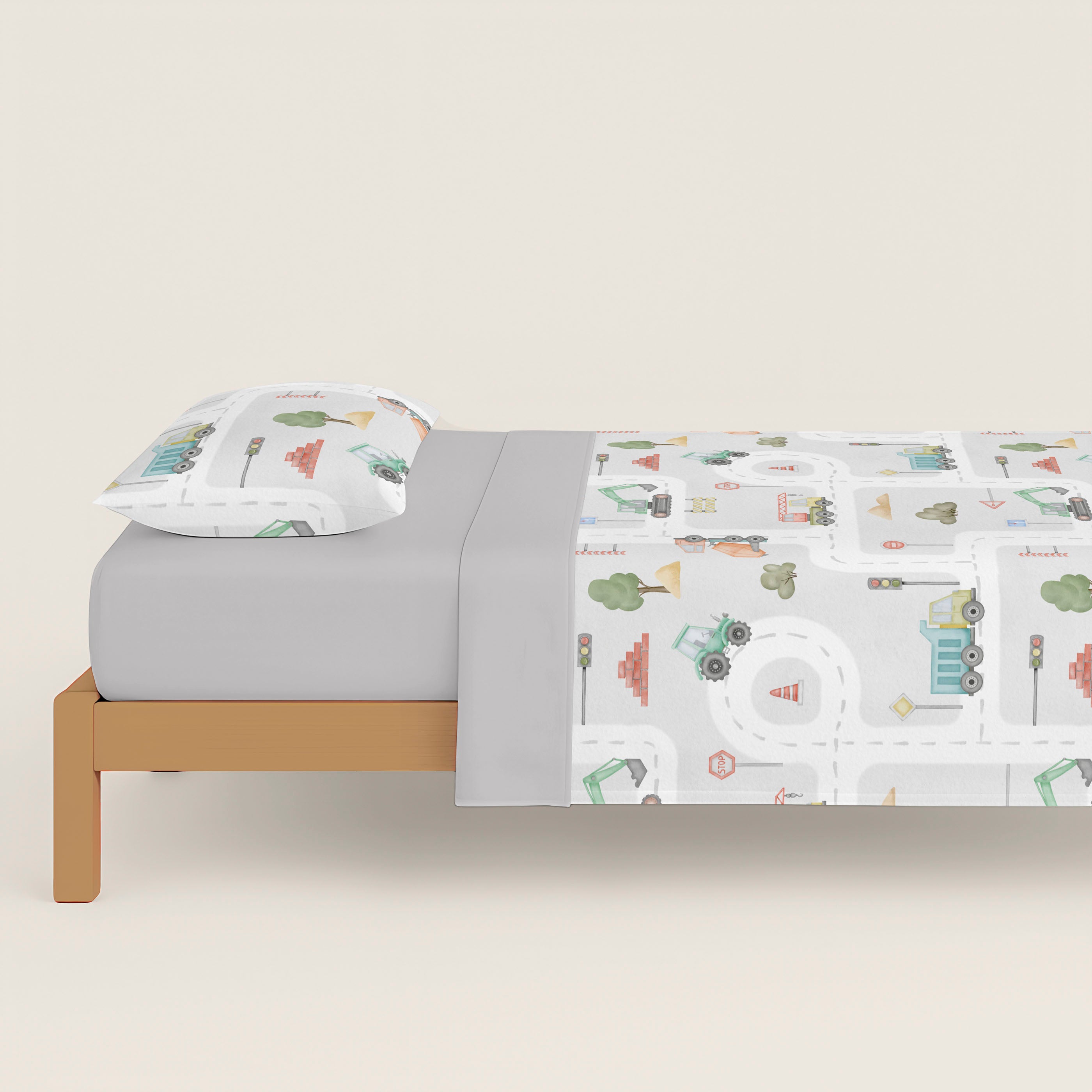 COPRIPIUMINO STAMPATO PER BAMBINI ROAD 100% COTONE