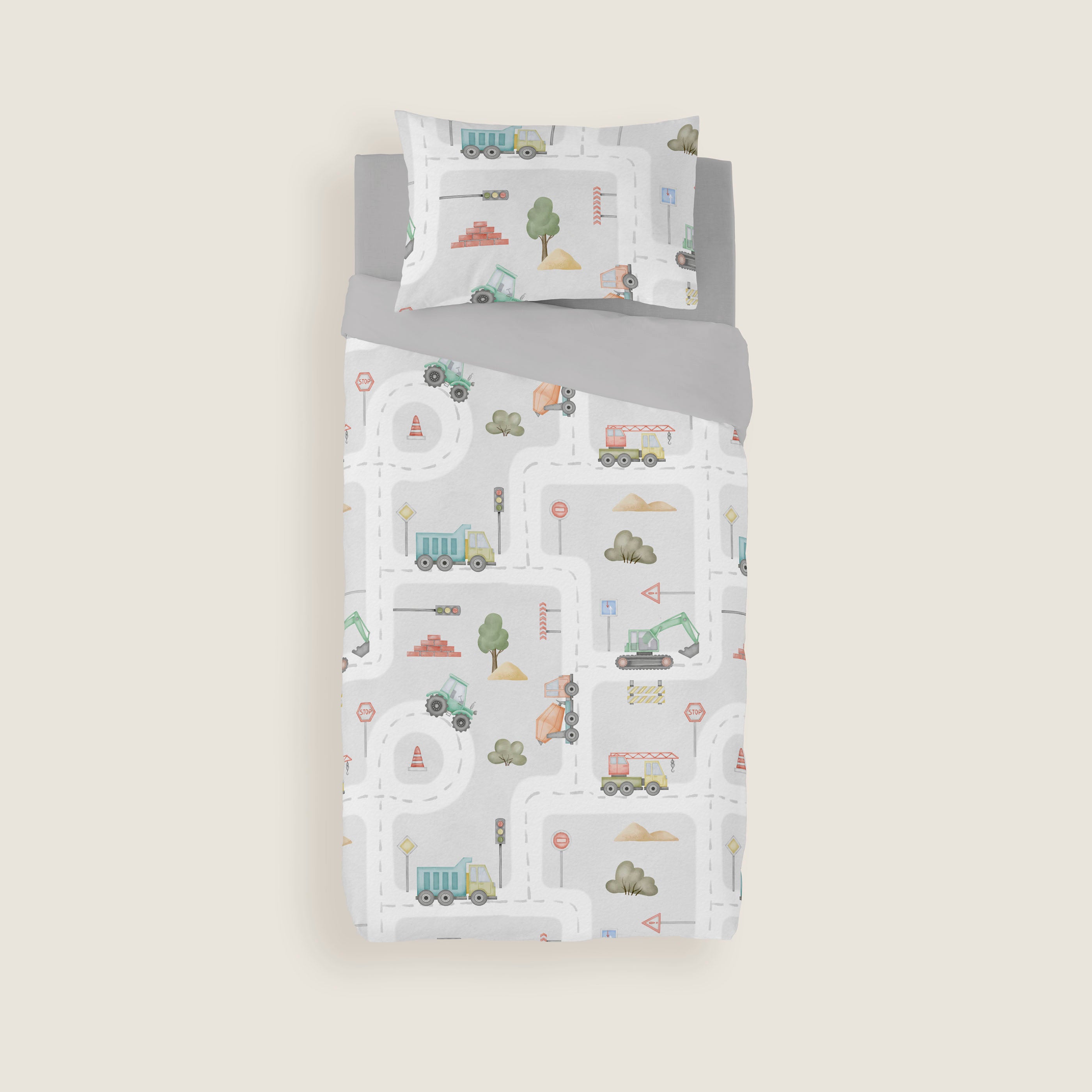 COPRIPIUMINO STAMPATO PER BAMBINI ROAD 100% COTONE