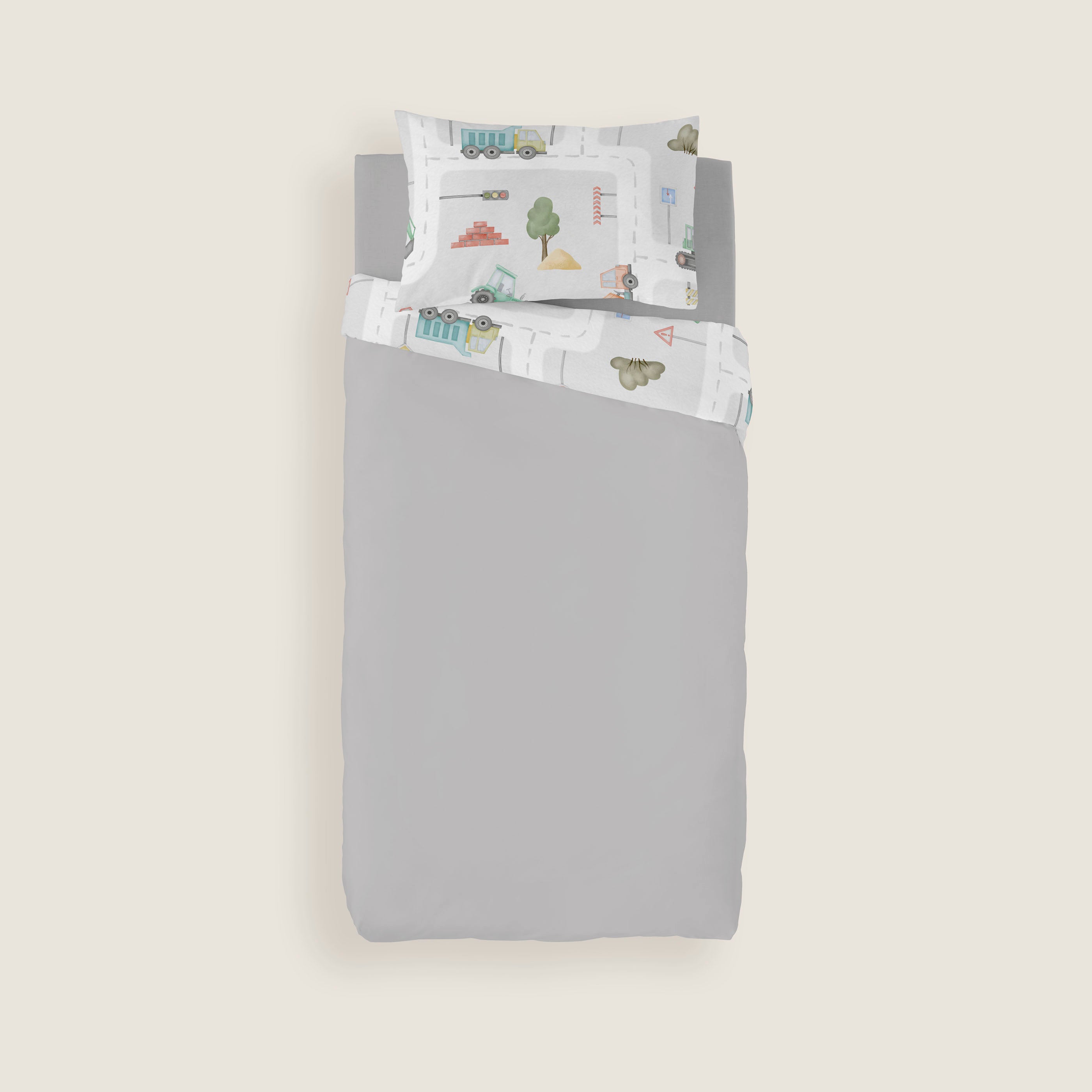 COPRIPIUMINO STAMPATO PER BAMBINI ROAD 100% COTONE
