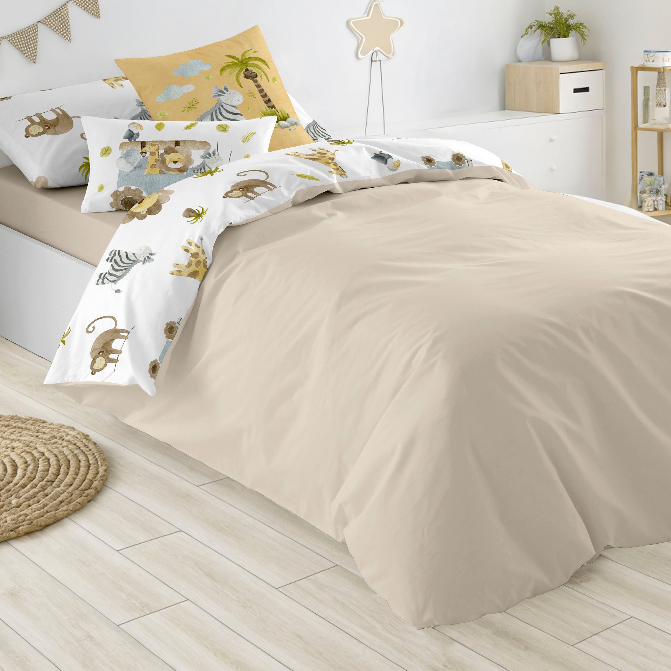 FUNDA NÓRDICA ESTAMPADA INFANTIL SERENGETI 100% ALGODÓN