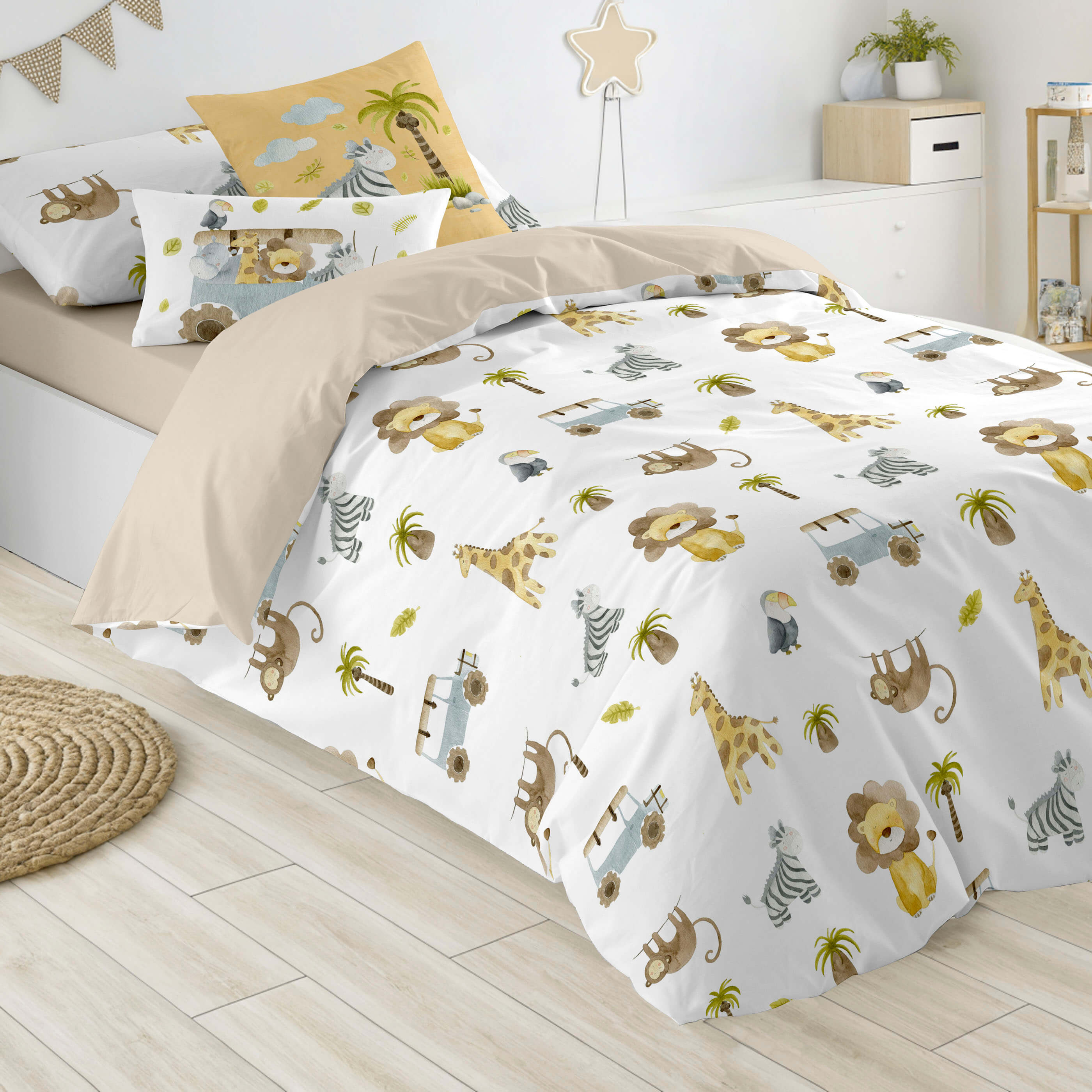 FUNDA NÓRDICA ESTAMPADA INFANTIL SERENGETI 100% ALGODÓN