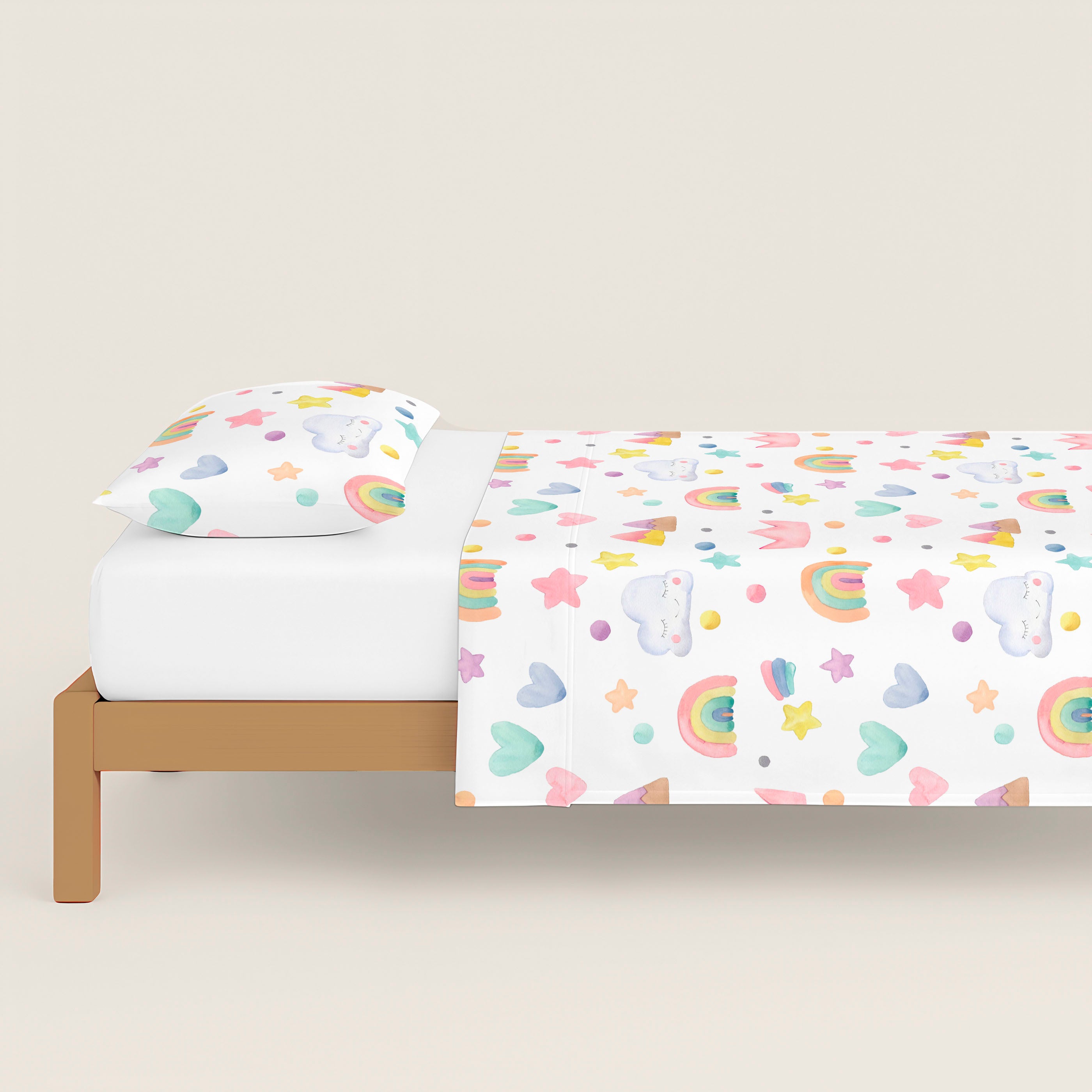 JUEGO SÁBANAS ESTAMPADAS INFANTIL CONFETTI 100% ALGODÓN