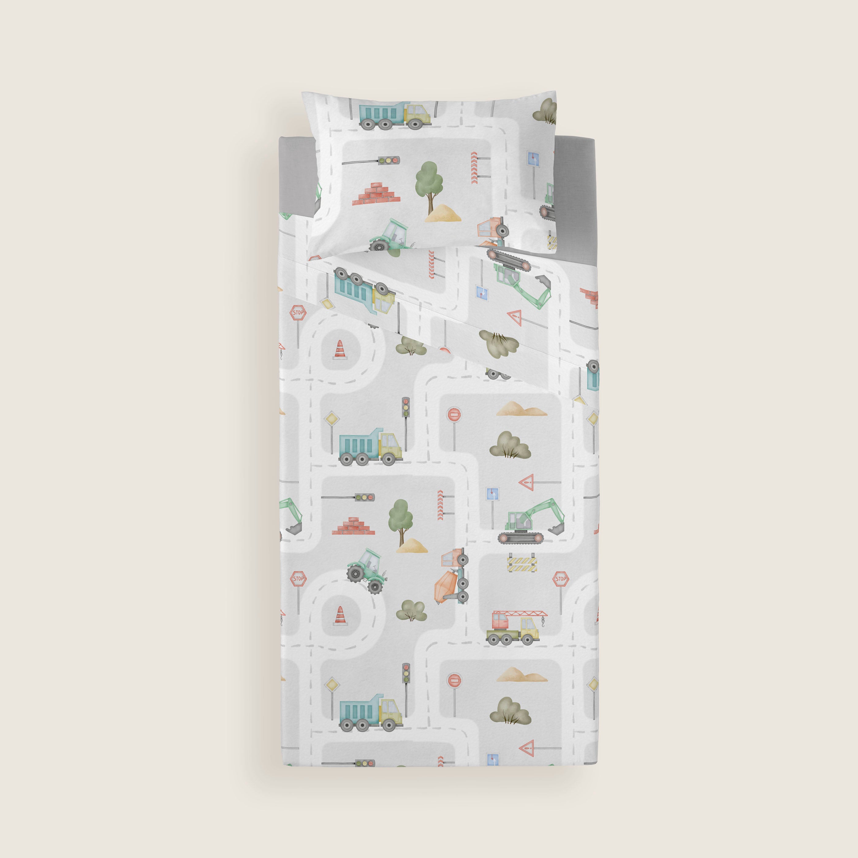 SET LENZUOLA STAMPATE PER BAMBINI ROAD 100% COTONE
