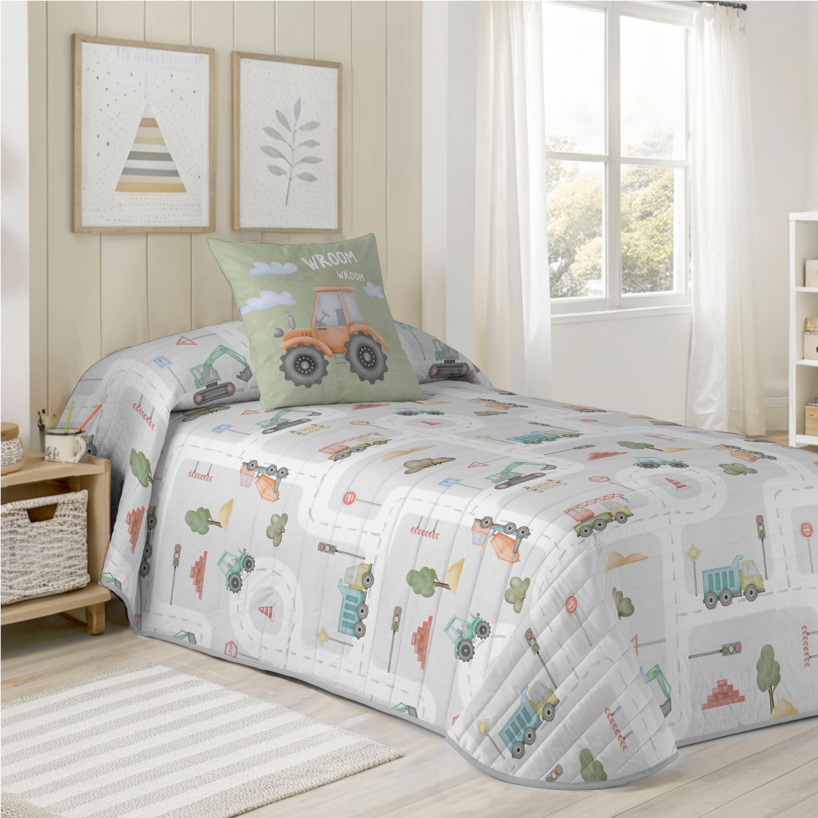 COLCHA BOUTI ESTAMPADA INFANTIL ROAD 100% ALGODÓN