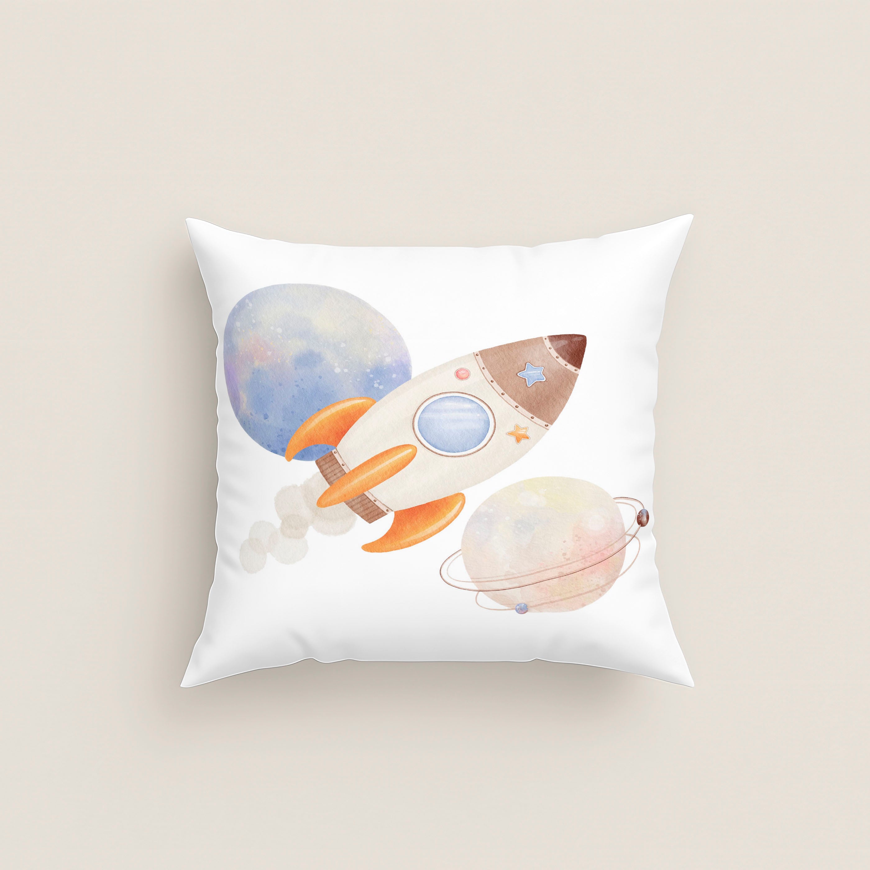 FUNDA DE COJÍN INFANTIL ESTAMPADO ASTRO 100% ALGODÓN