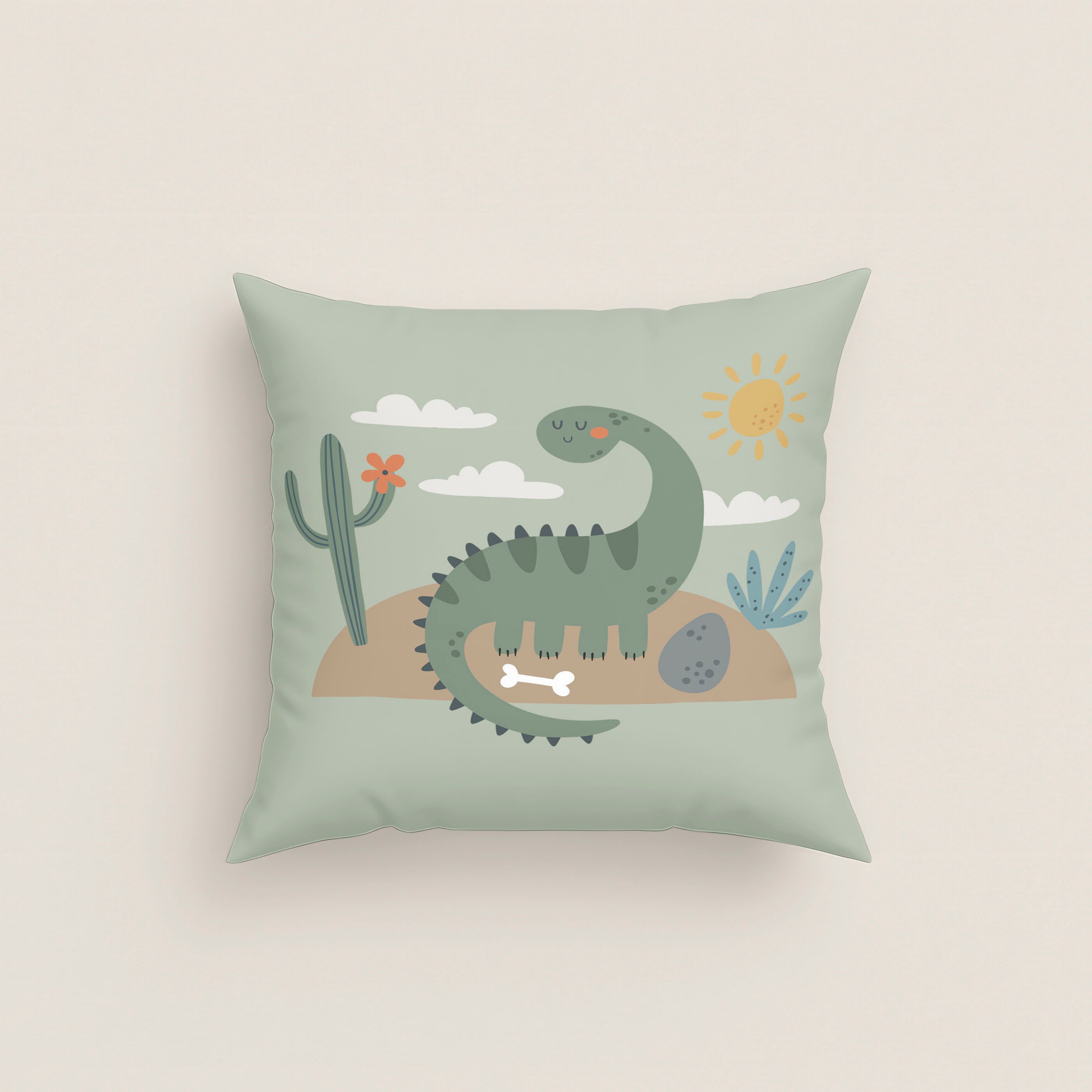 FODERA PER CUSCINO PER BAMBINI STAMPA DINOLAND 100% COTONE