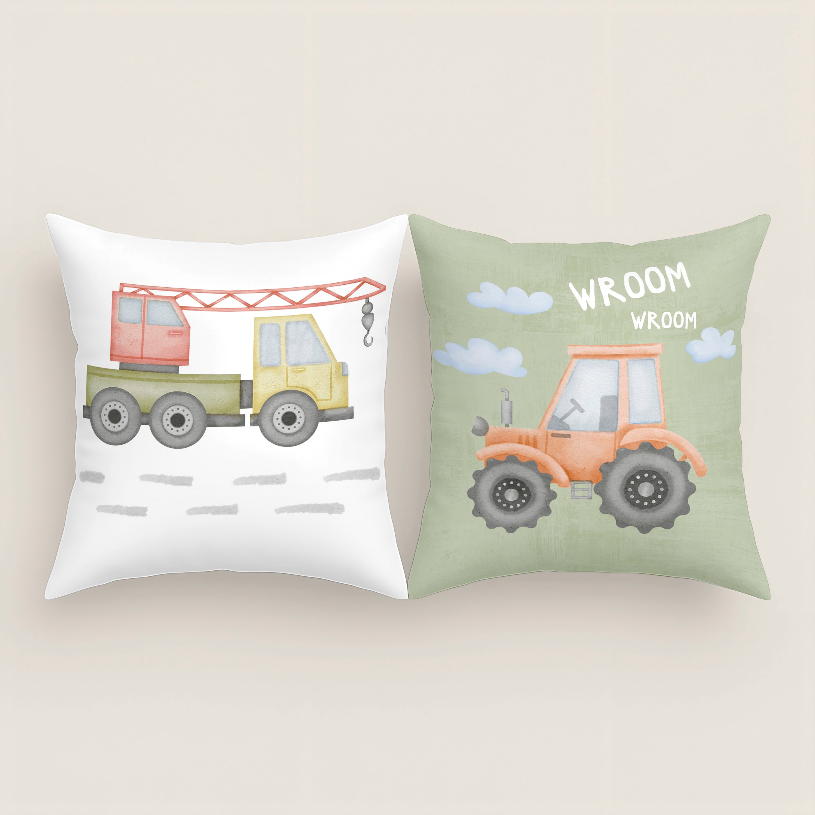 FUNDA DE COJÍN INFANTIL ESTAMPADO ROAD 100% ALGODÓN