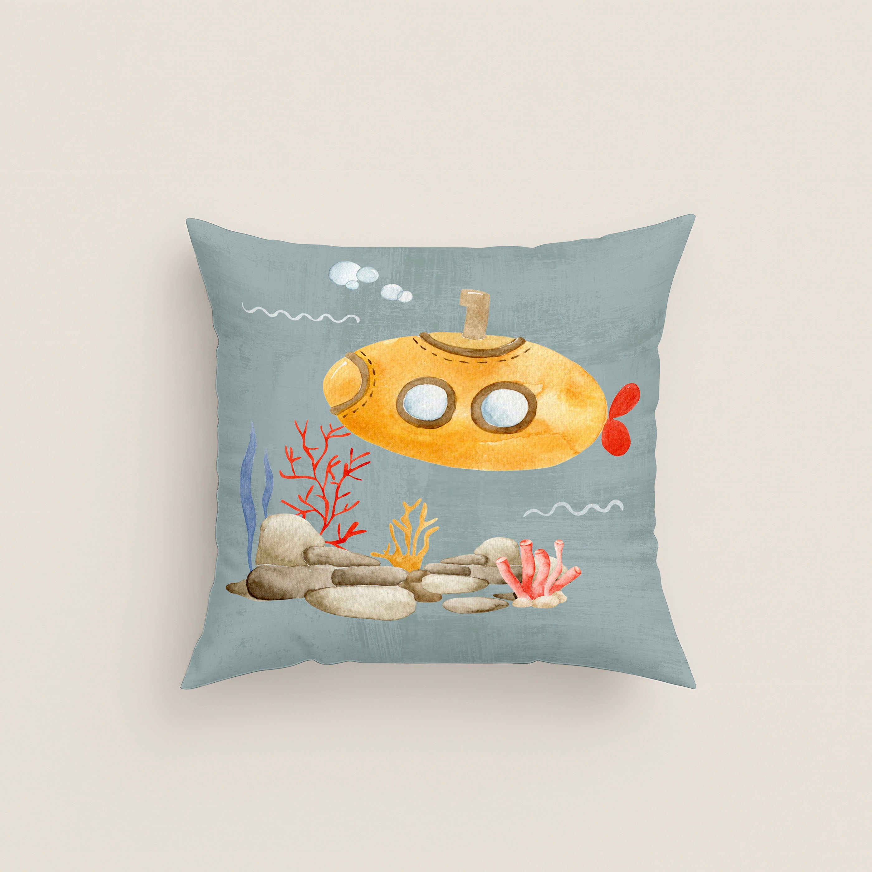 FEDERA CUSCINO PER BAMBINI STAMPA SUBMARINE 100% COTONE
