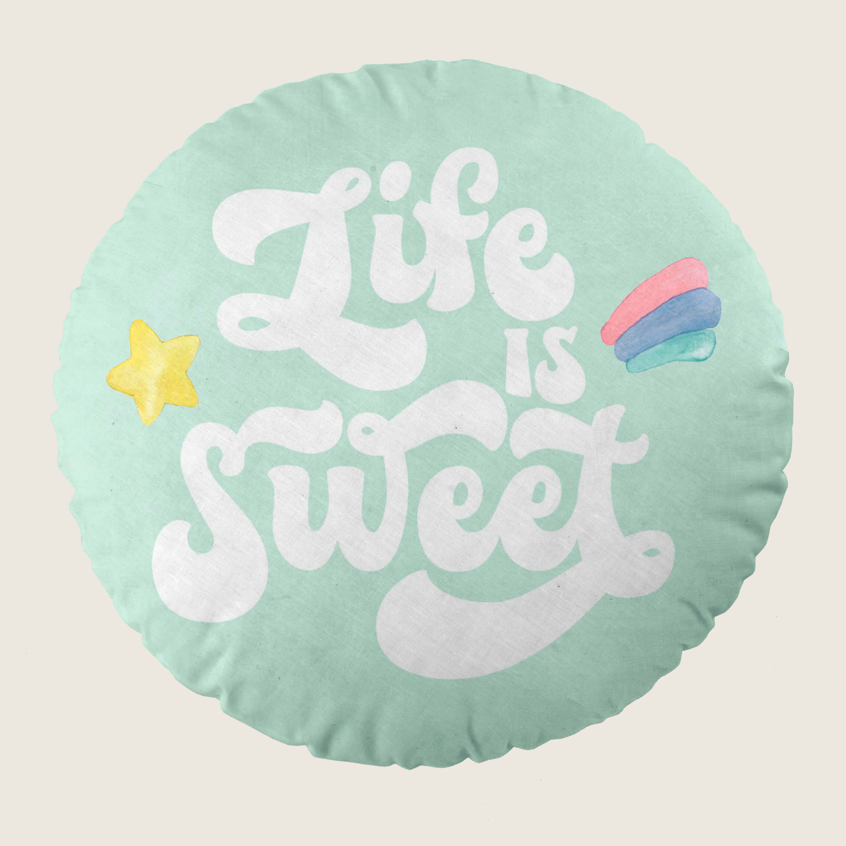 COJÍN REDONDO INFANTIL ESTAMPADO CONFETTI