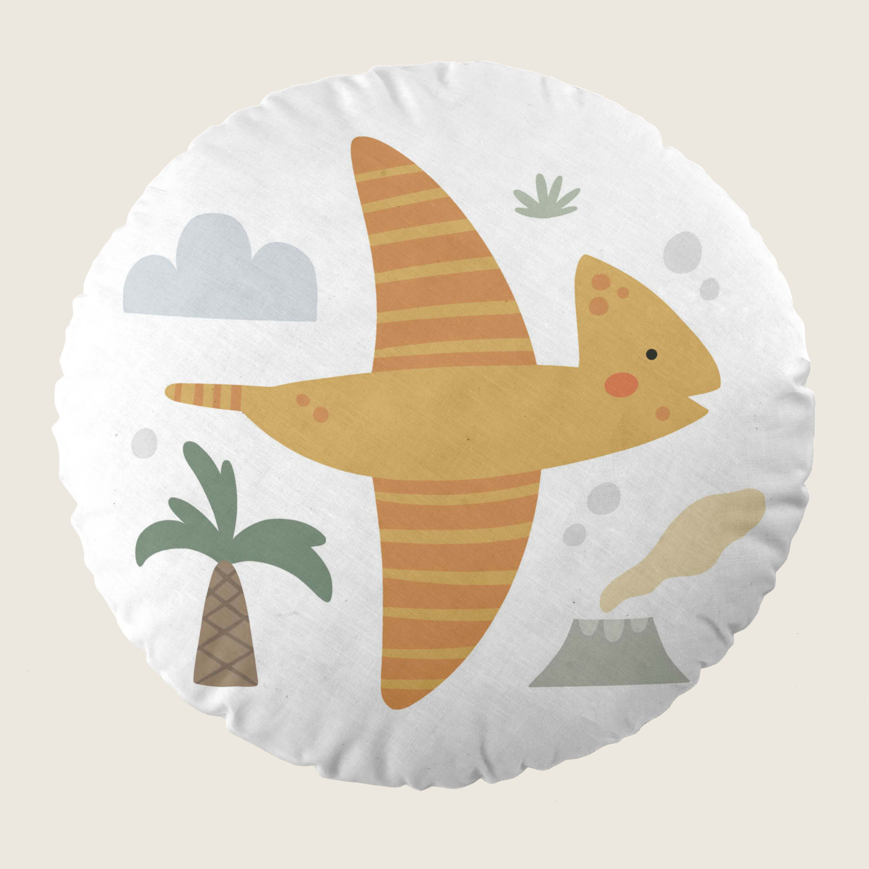 COJÍN REDONDO INFANTIL ESTAMPADO DINOLAND