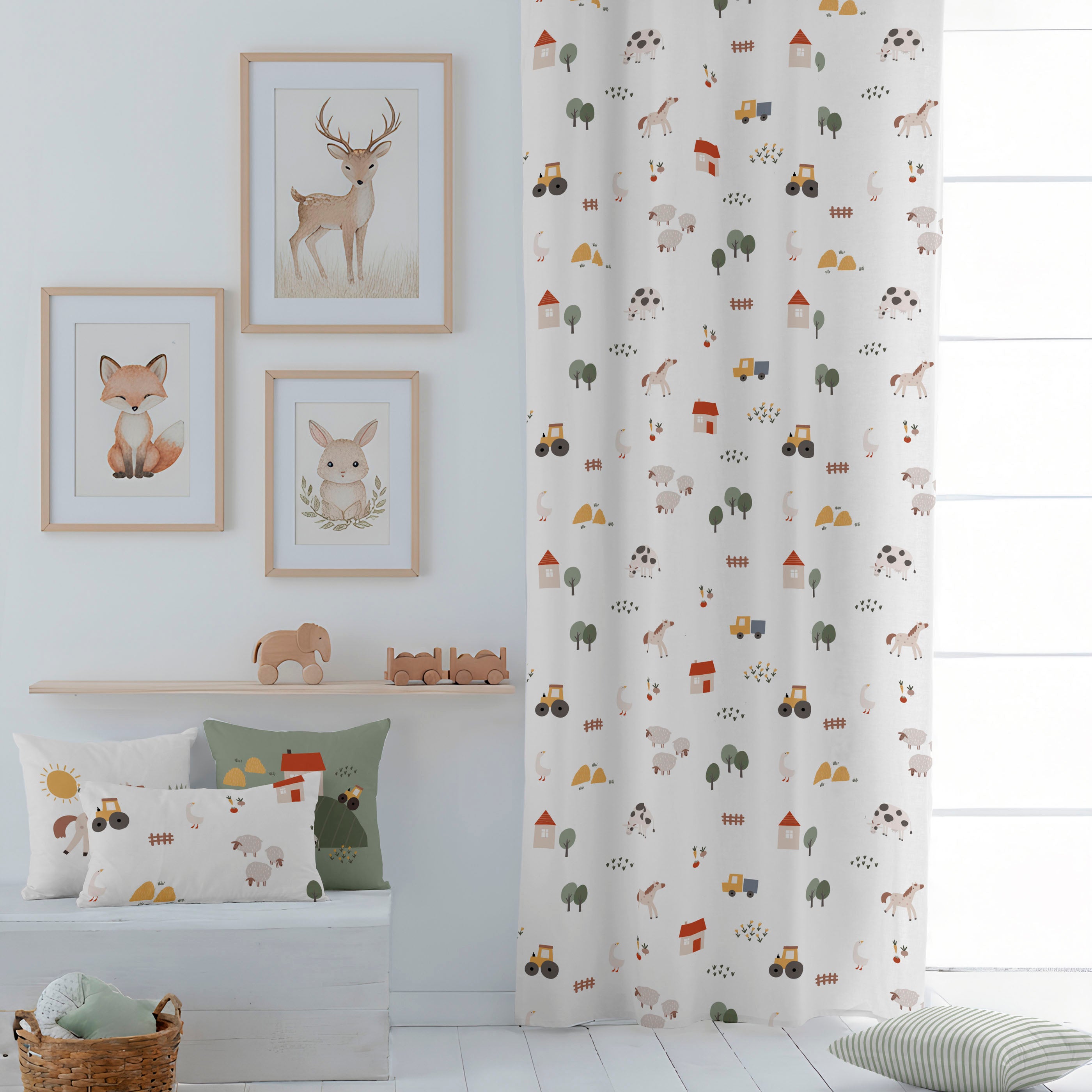 CORTINA INFANTIL FARM LIFE 100% ALGODÓN