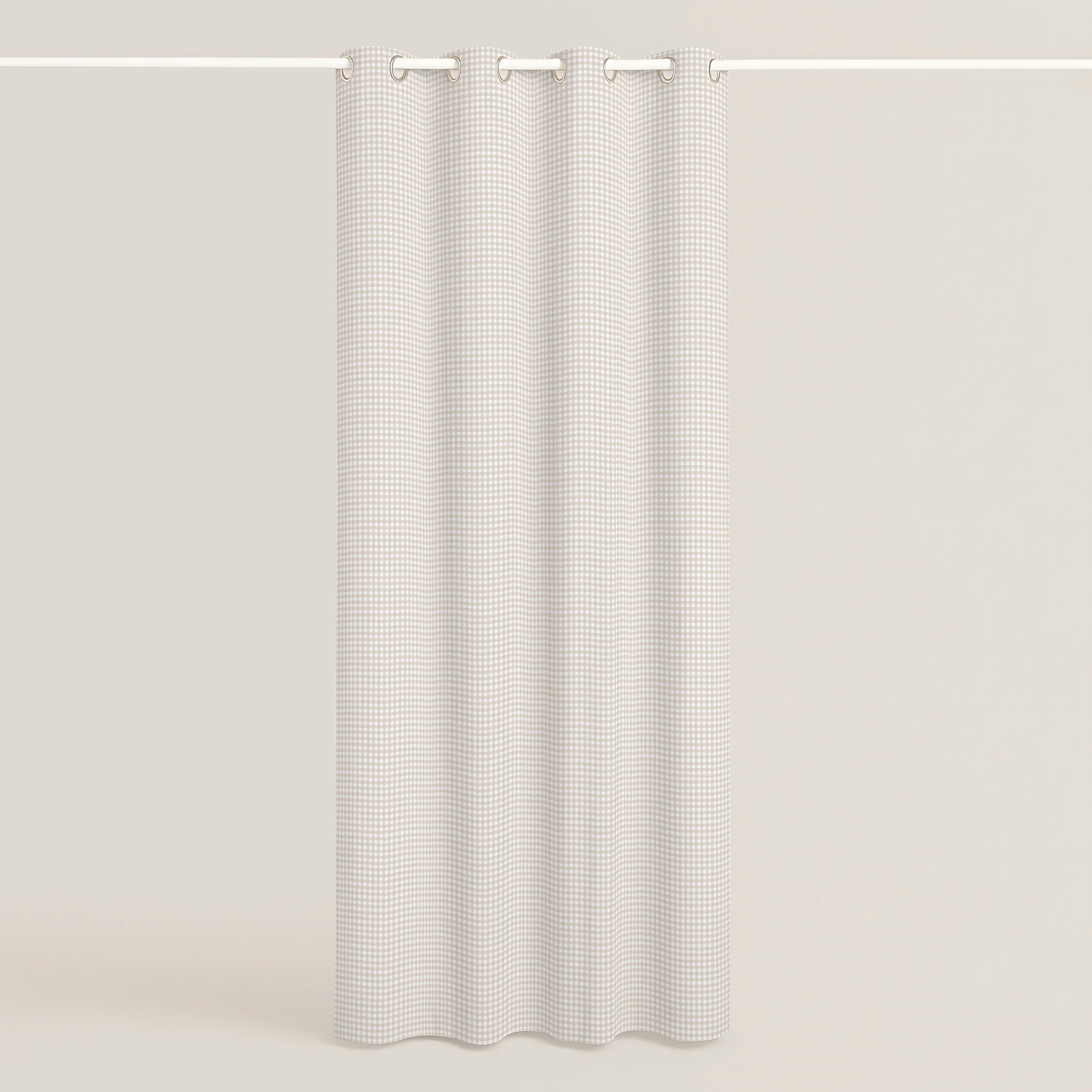 CORTINA INFANTIL VICHY BEIGE 100% ALGODÓN