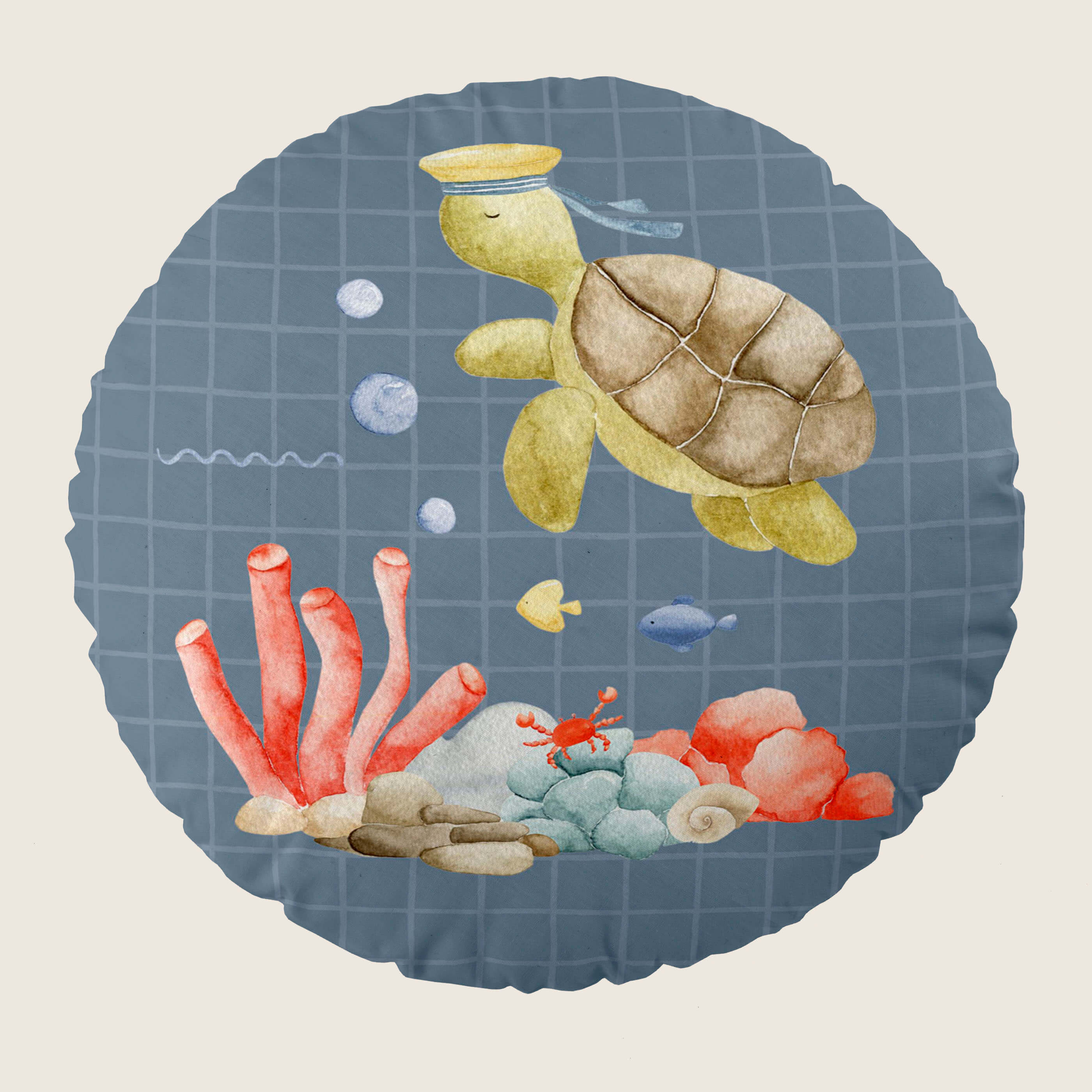 COJÍN REDONDO INFANTIL ESTAMPADO SUBMARINE