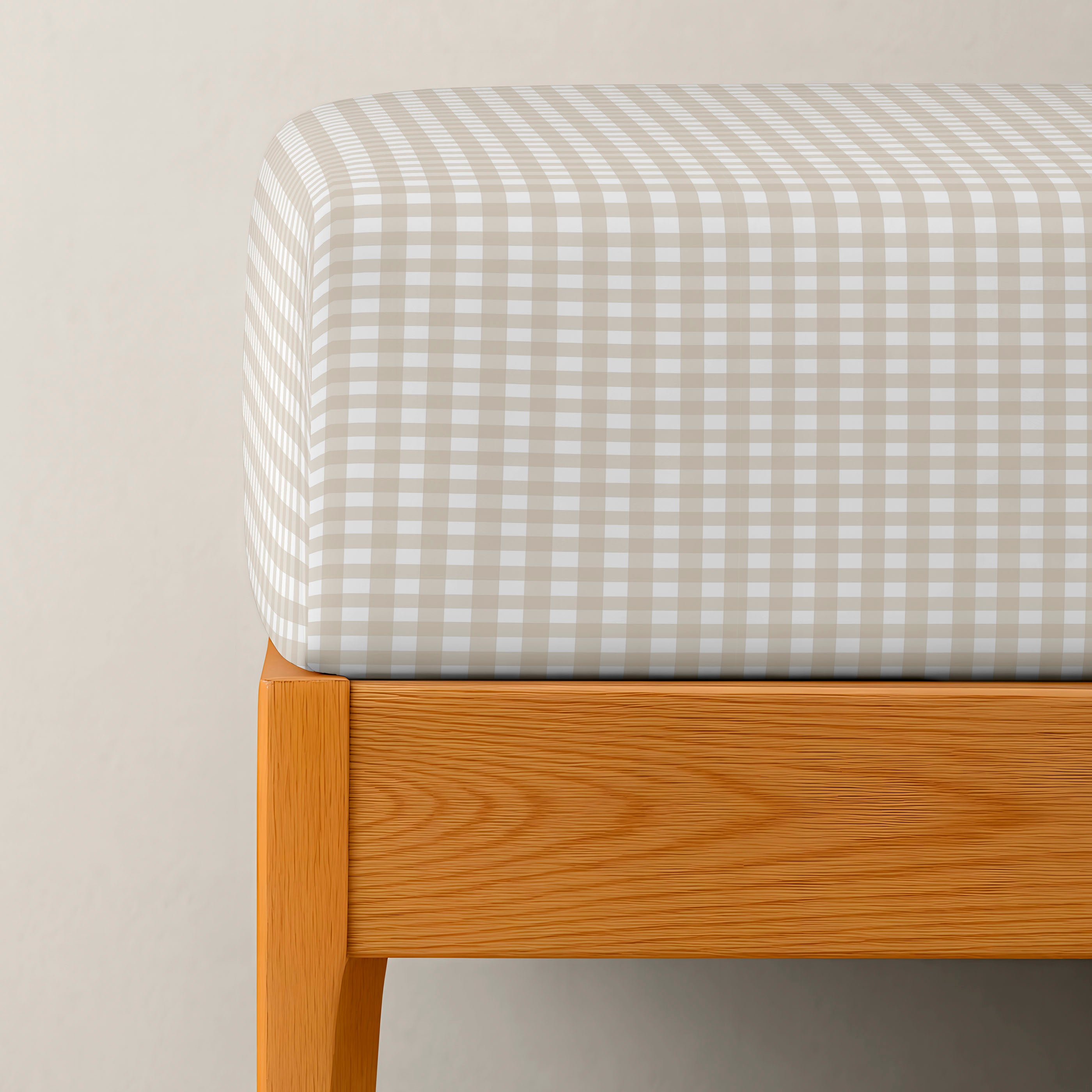 SÁBANA BAJERA AJUSTABLE CUNA BEBÉ 100% ALGODÓN VICHY BEIGE