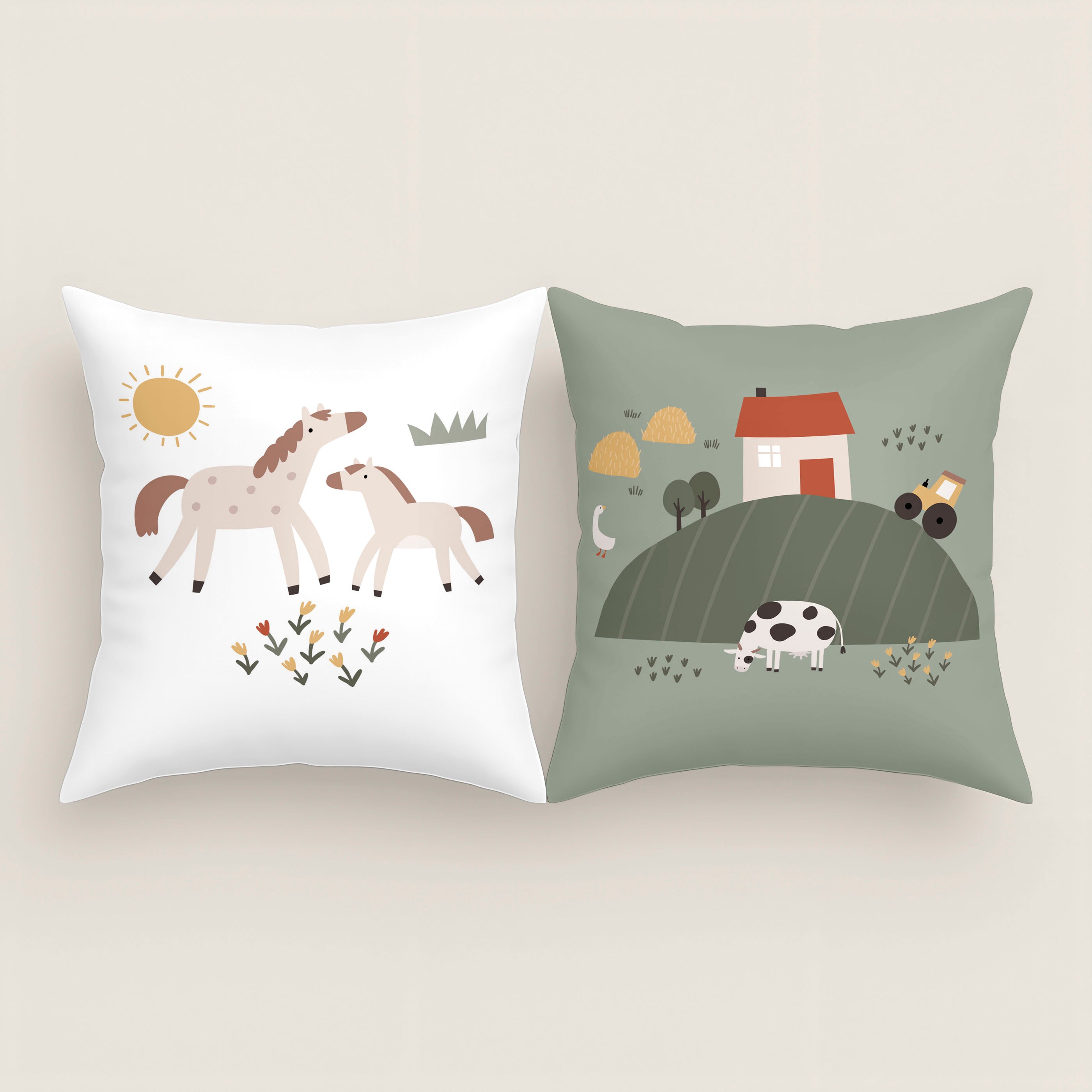 FUNDA DE COJÍN CUNA BEBÉ FARM LIFE 100% ALGODÓN