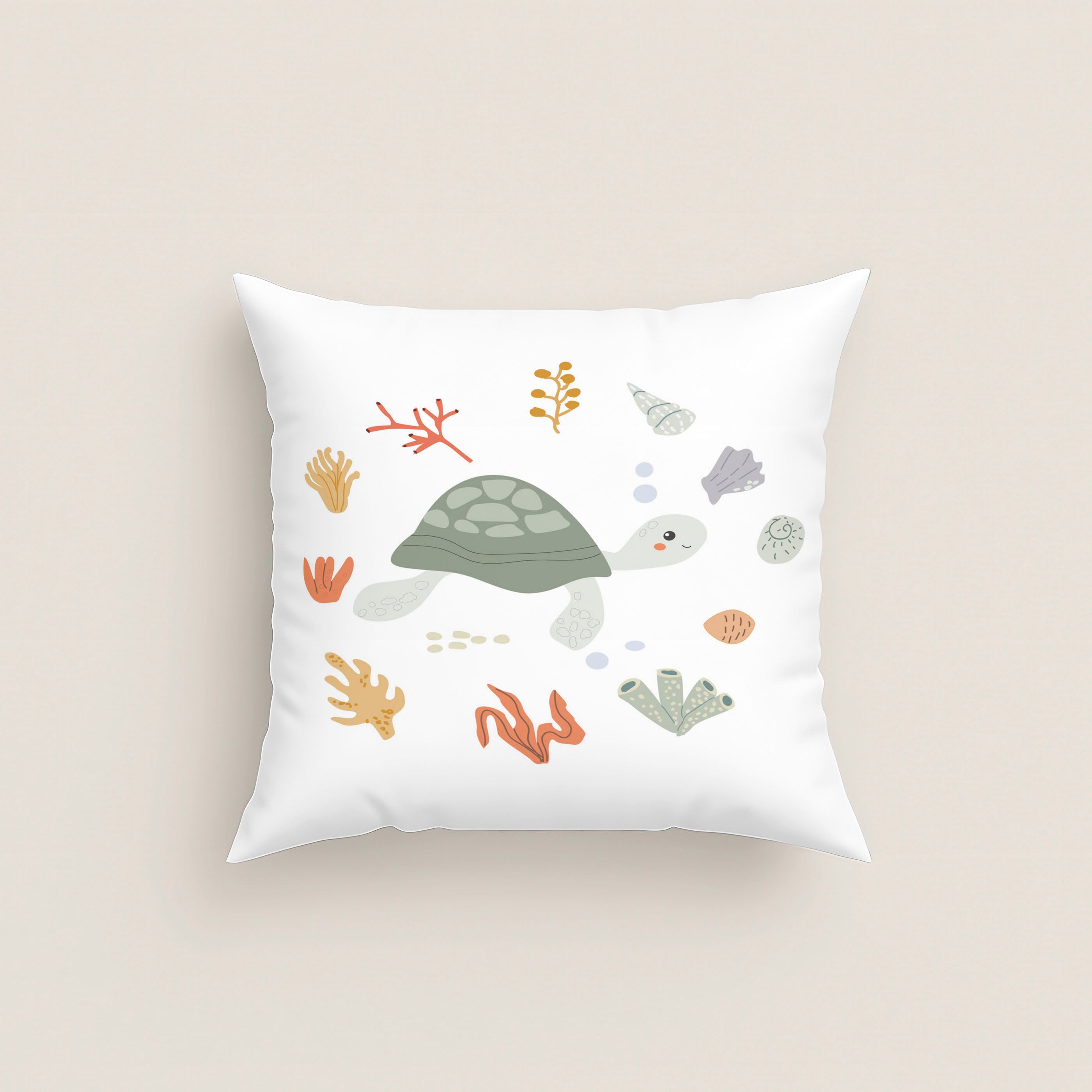 FUNDA DE COJÍN CUNA BEBÉ OCEAN LIFE 100% ALGODÓN