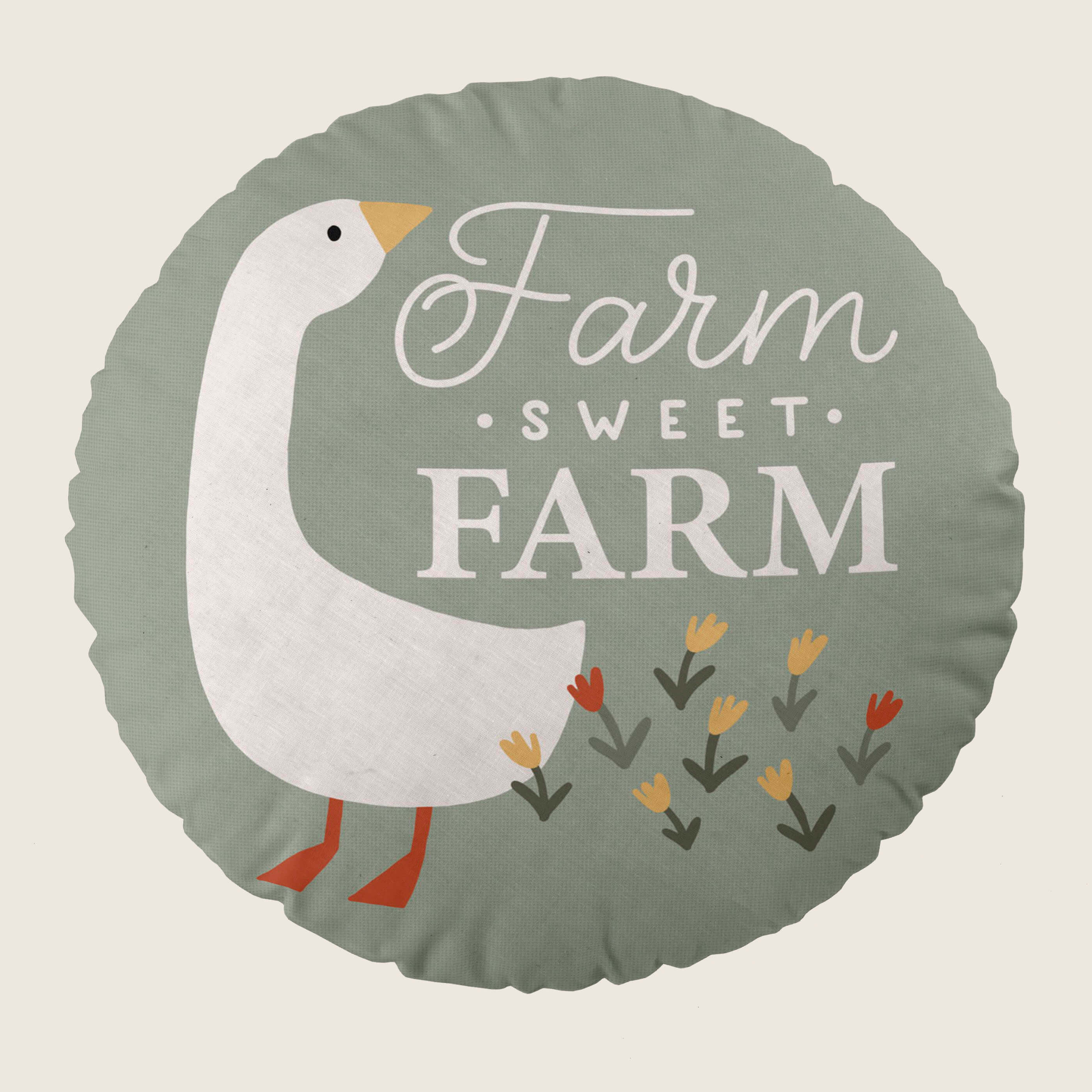 COJÍN REDONDO CUNA BEBÉ ESTAMPADO FARM LIFE