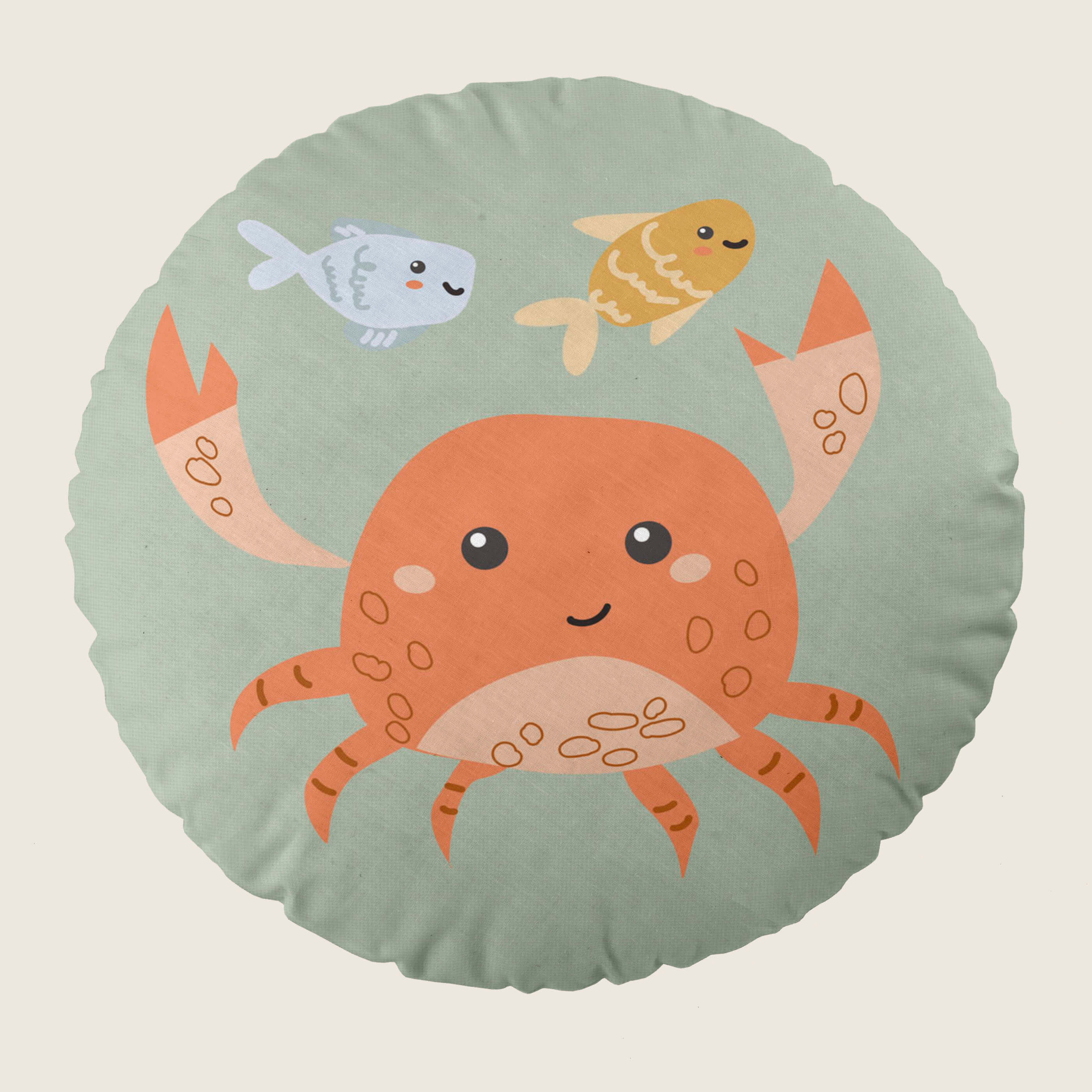 COJÍN REDONDO CUNA BEBÉ ESTAMPADO OCEAN LIFE