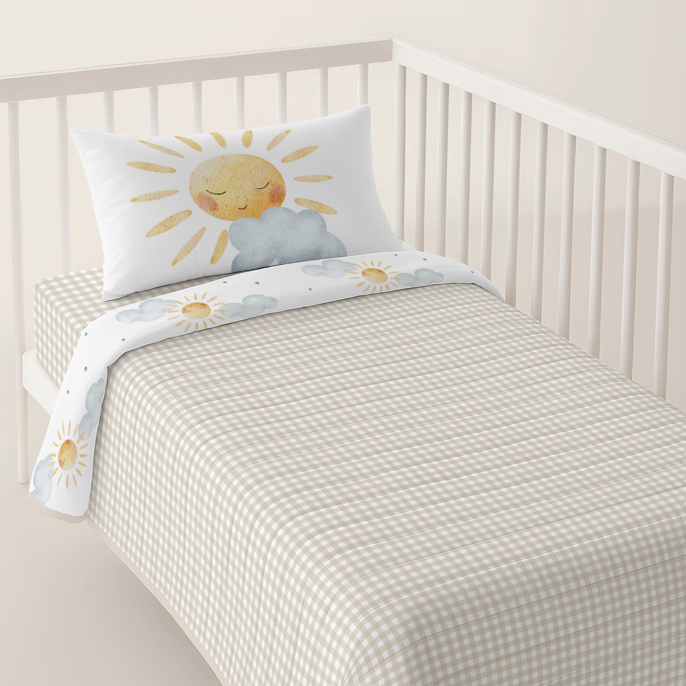 COLCHA BOUTI REVERSIBLE CUNA BEBÉ SUN 100% ALGODÓN