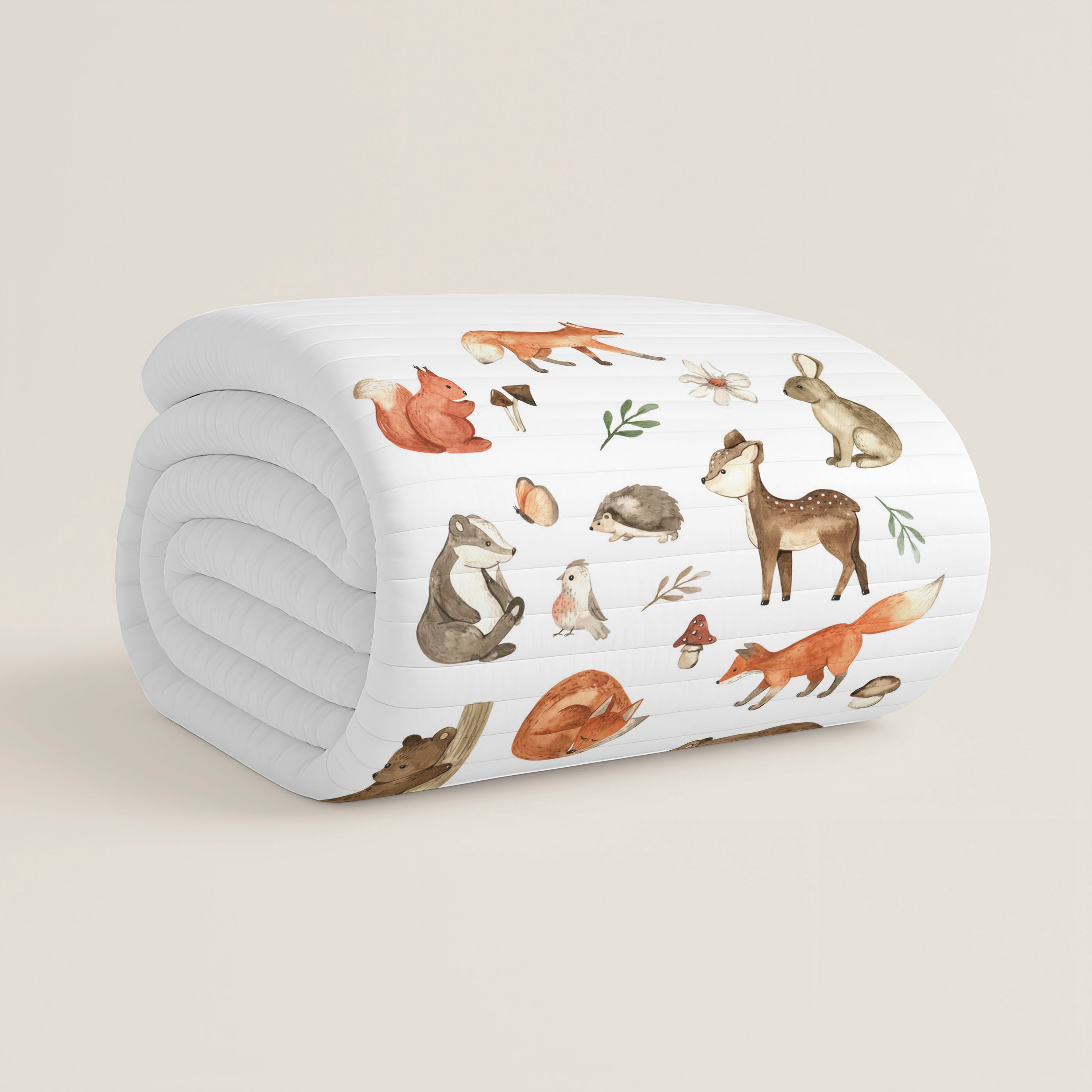 COLCHA BOUTI REVERSIBLE CUNA BEBÉ WOODLAND 100% ALGODÓN