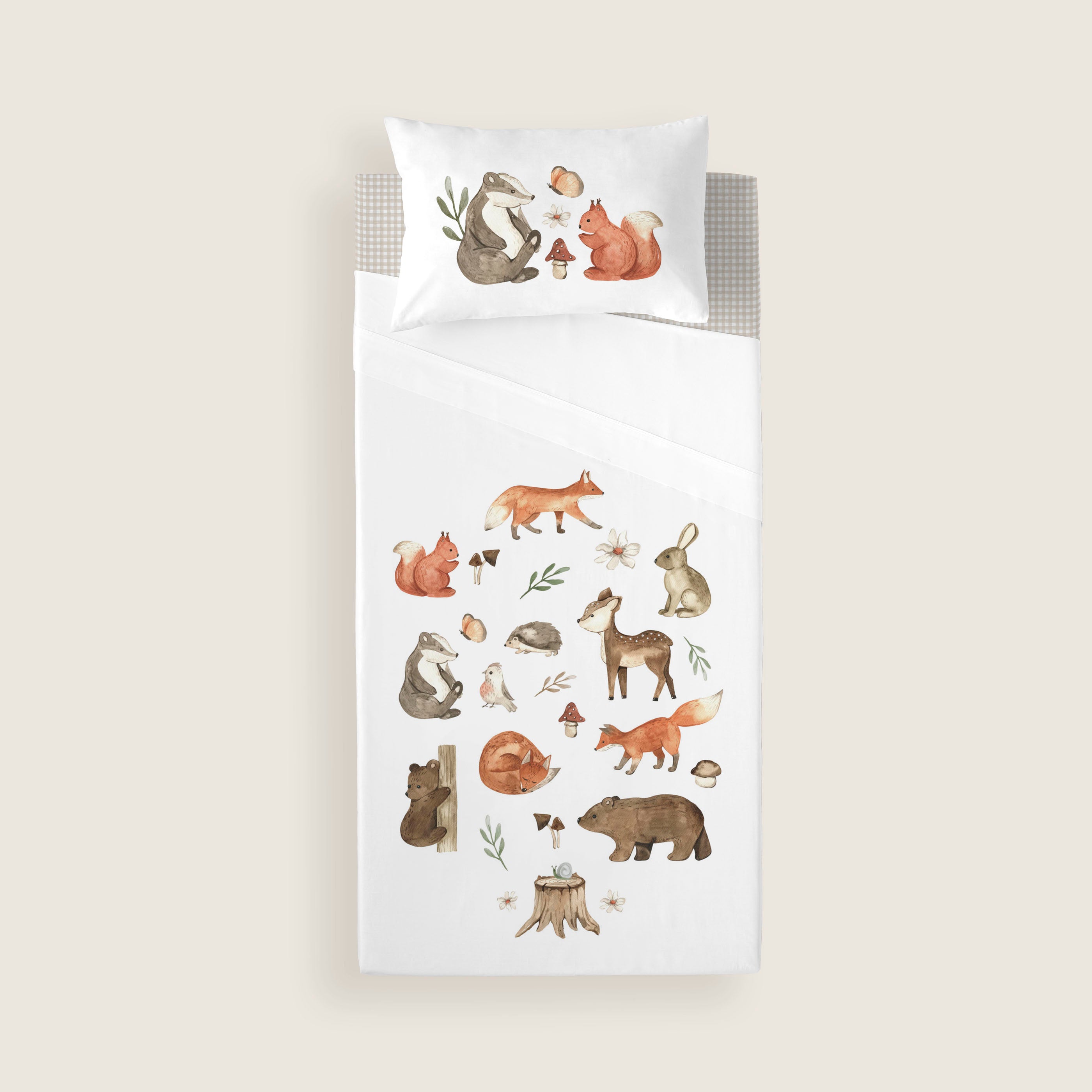 JUEGO DE SÁBANAS CUNA BEBÉ WOODLAND 100% ALGODÓN